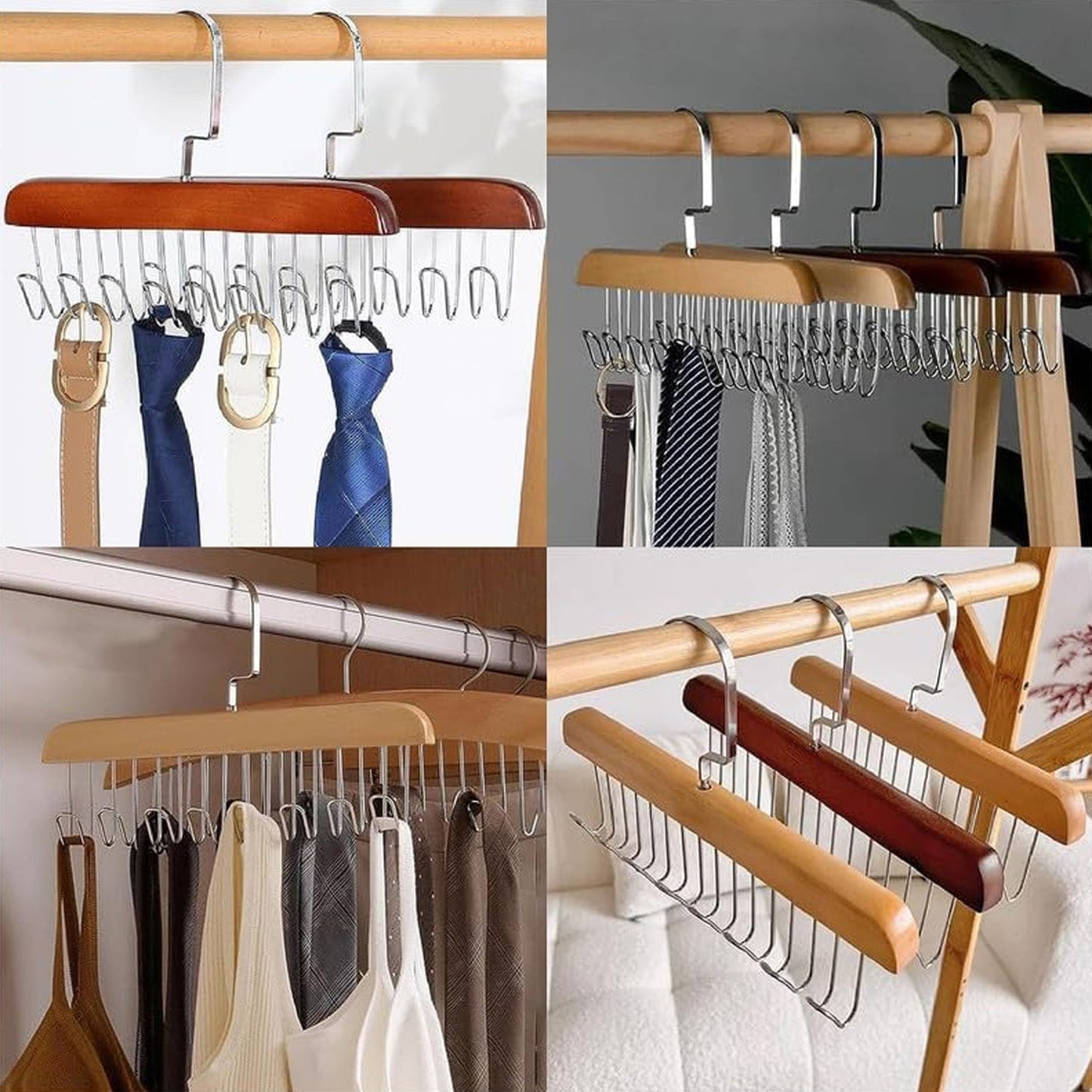 Space-Saving Hanger – 8-Hook Lotus Wood Closet Organizer