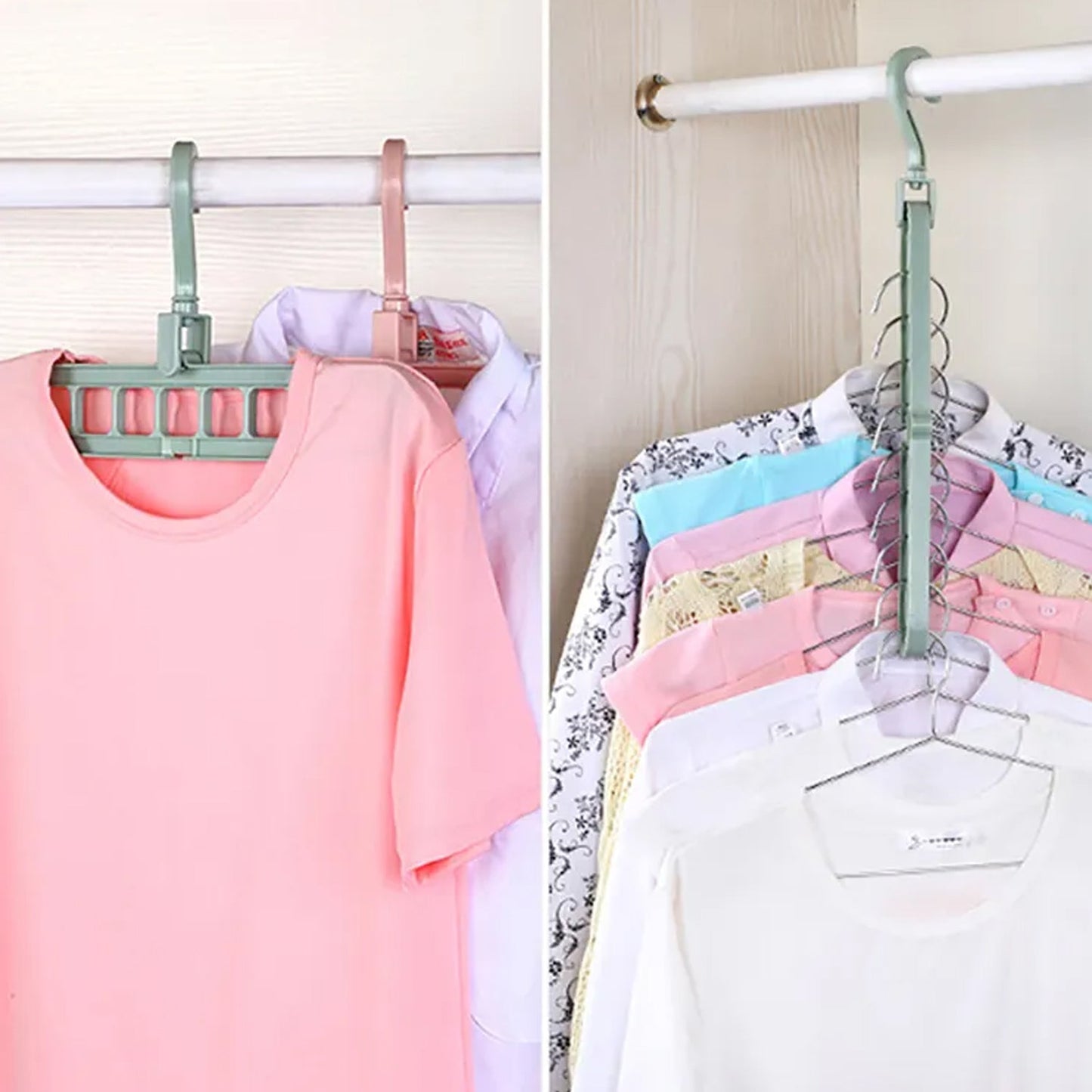 Space-Saving Wardrobe Organizer Hanger – Multi-Hole Hooks