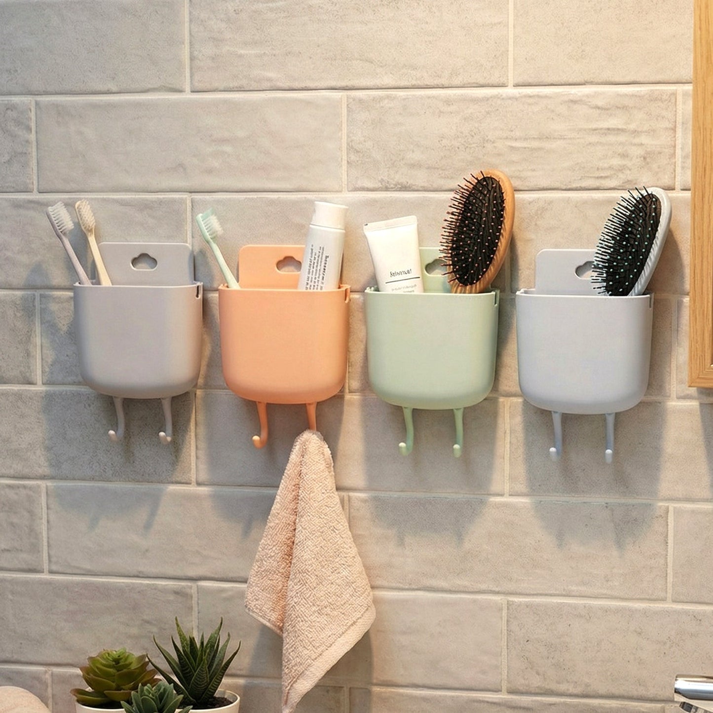 Space-Saving Plastic Wall Mounted Mobile Charging Holder Set – Pc