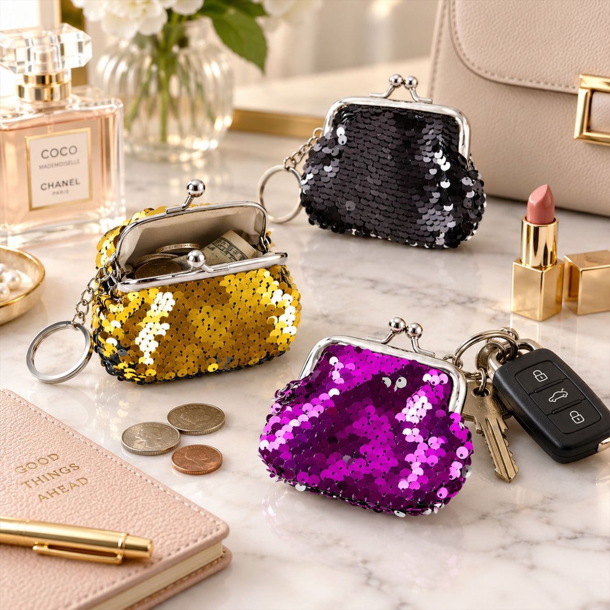 Cute Mini Coin Pouch with Key Ring for Travel Bags and Backpacks (1 Pc) - view 4