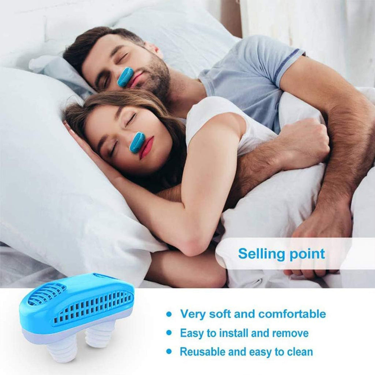 Anti-Snoring Nose Clip – 2-in-1 Air Purifier Device