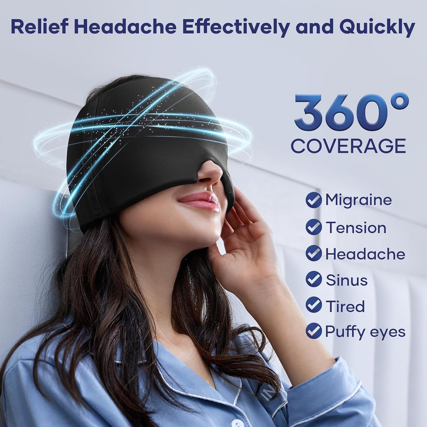 Migraine Relief Cap – 360° Cooling Gel for Headaches | GlowForm
