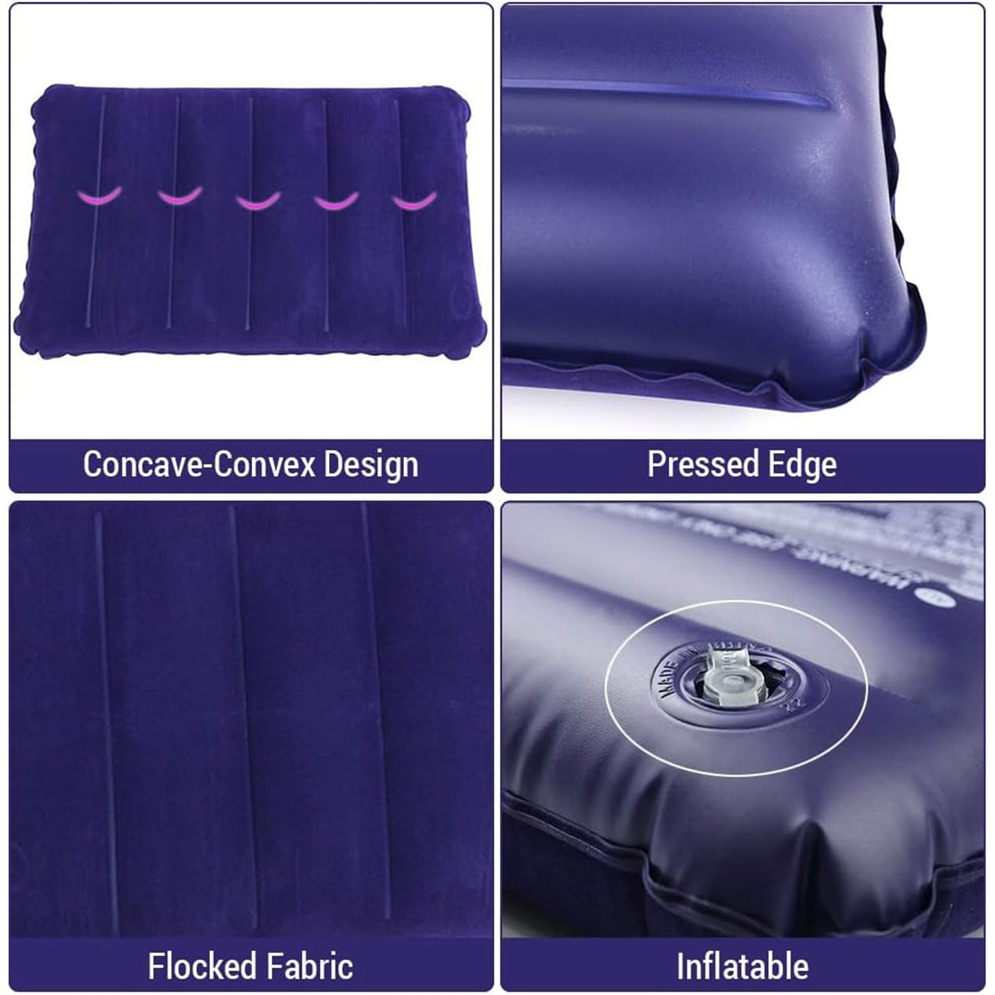 Inflatable Travel Pillow – Velvet Air Comfort (Blue) | PillowTrek