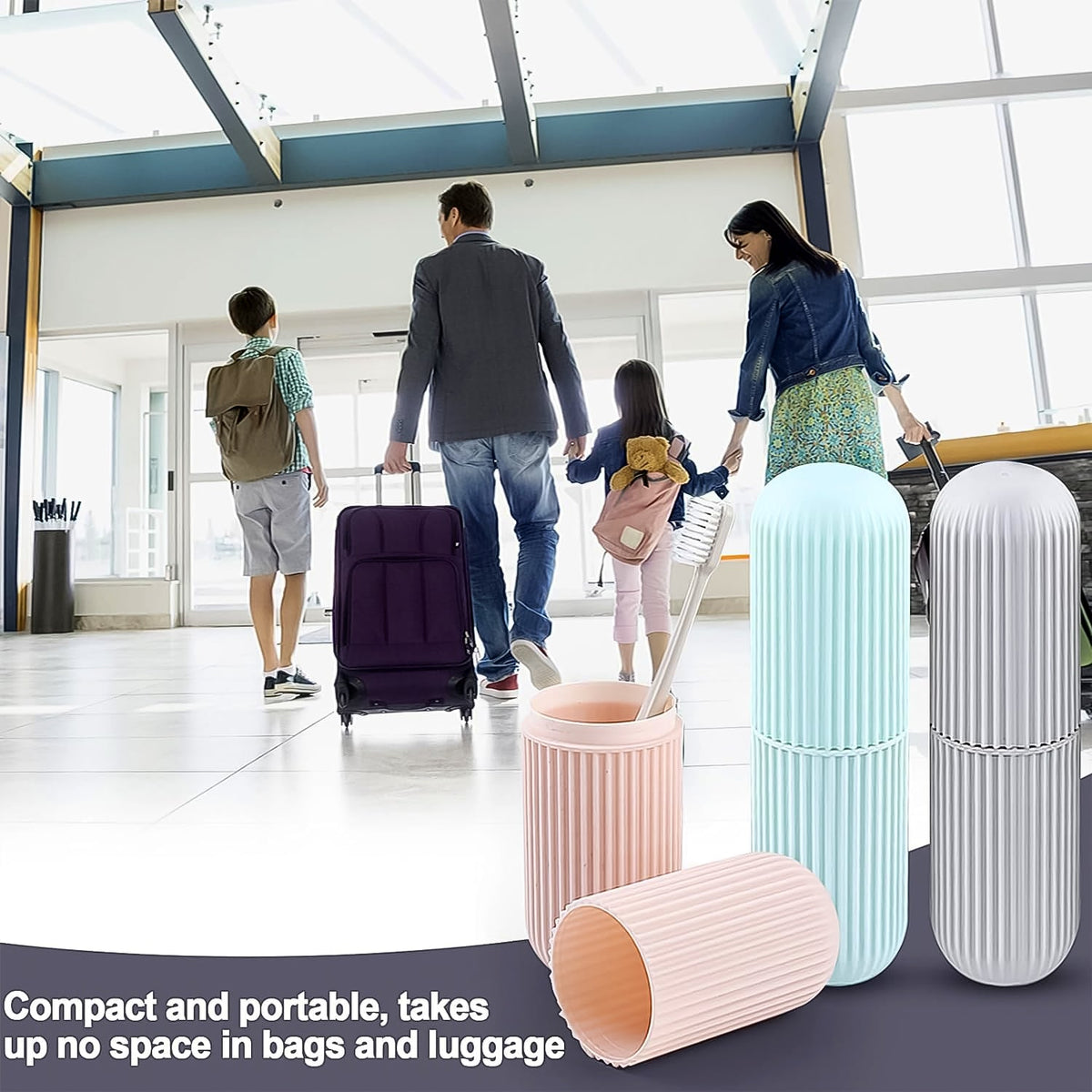 Travel Toothbrush Holder – 3 Pc Multicolor Kit