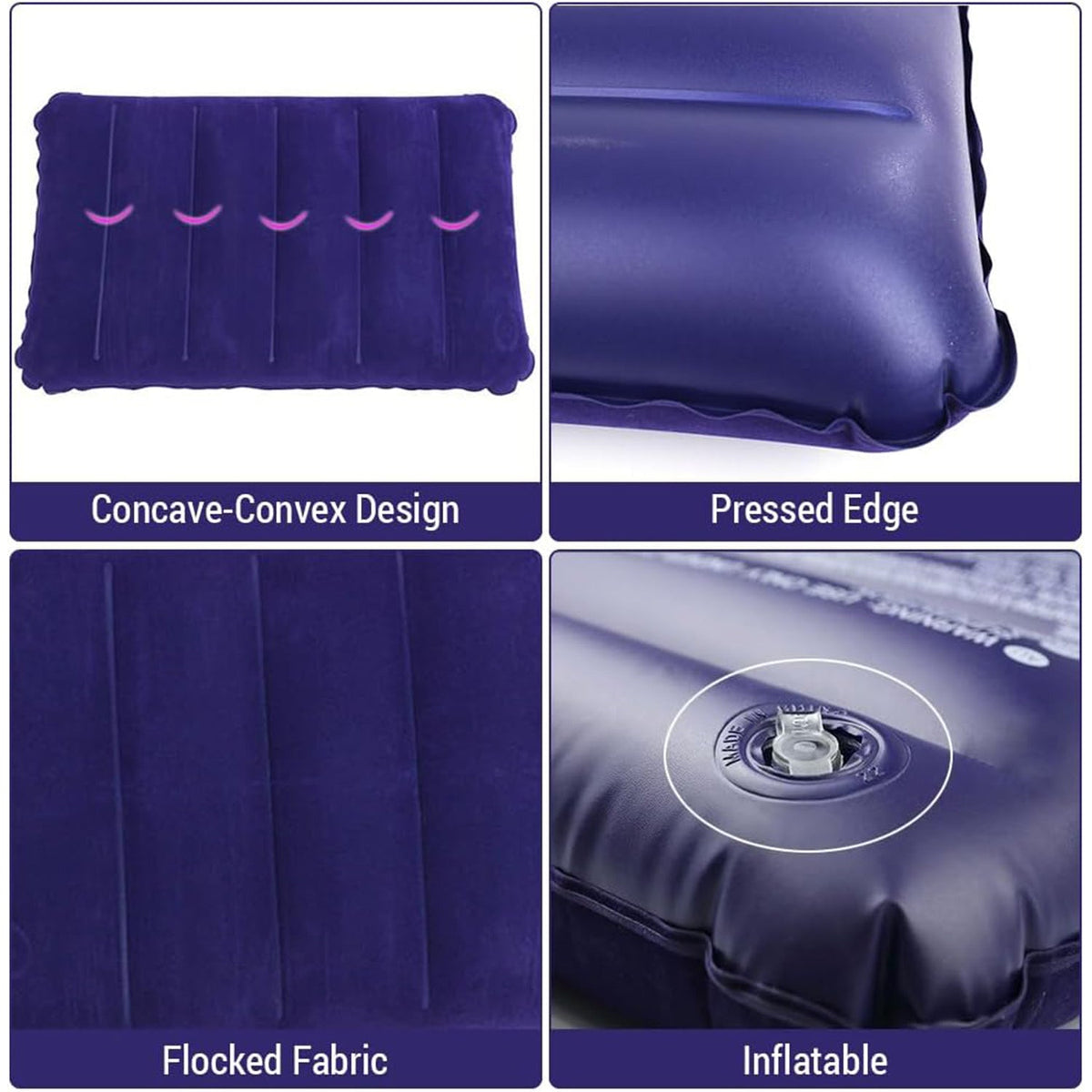 Inflatable Travel Pillow – Velvet Air Comfort (Blue)