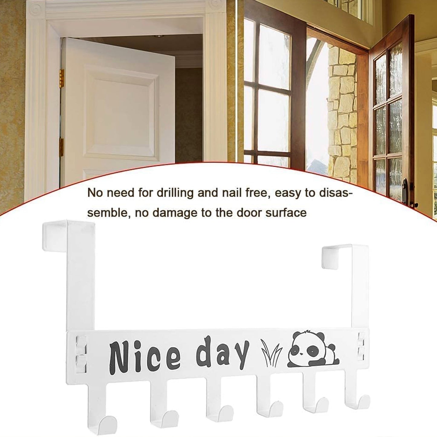 Heavy-Duty Over Door Hook Hanger Rack – 6-Hook Organizer