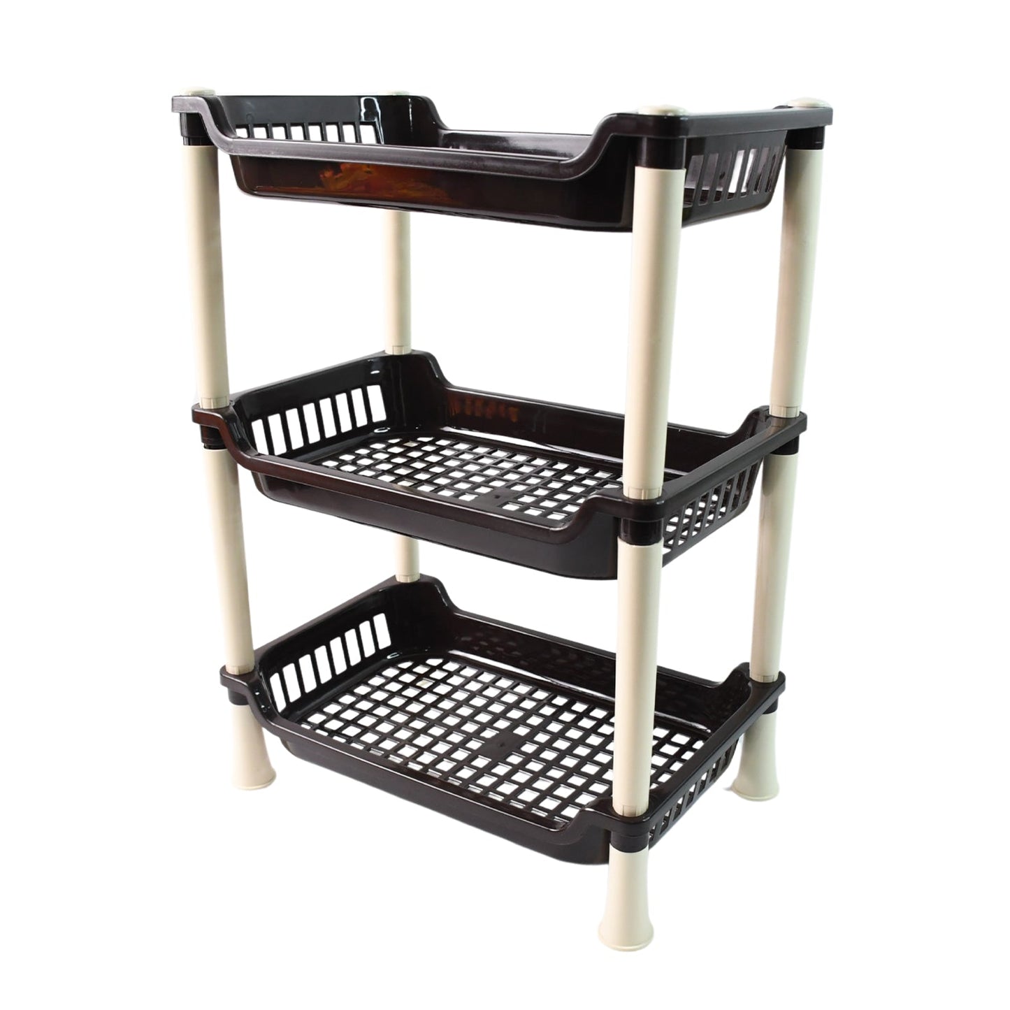 Space-Saving 3-Tier Plastic Storage Rack – Durable