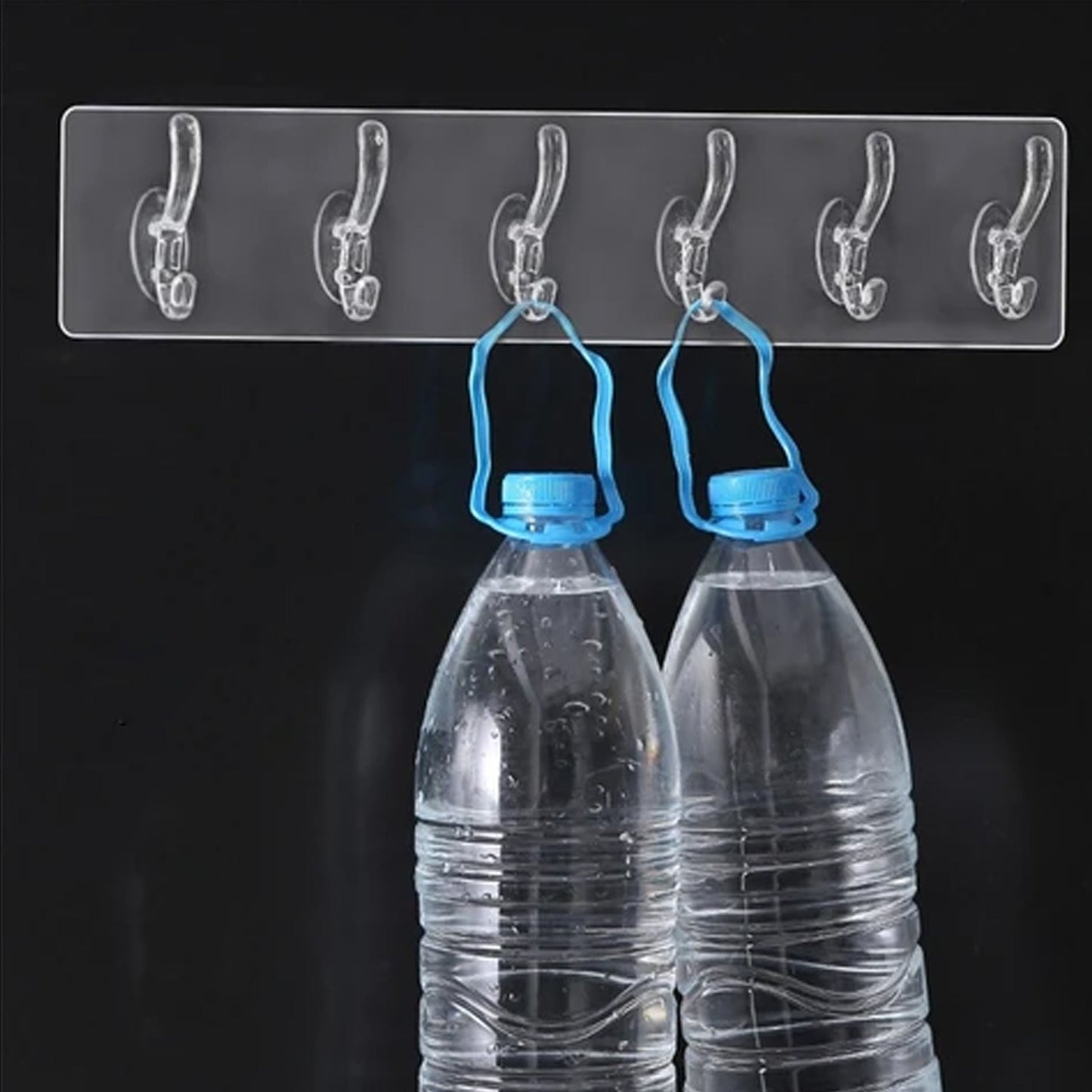 Heavy-Duty Wall Hook Rail – 6-Pin Transparent Golden