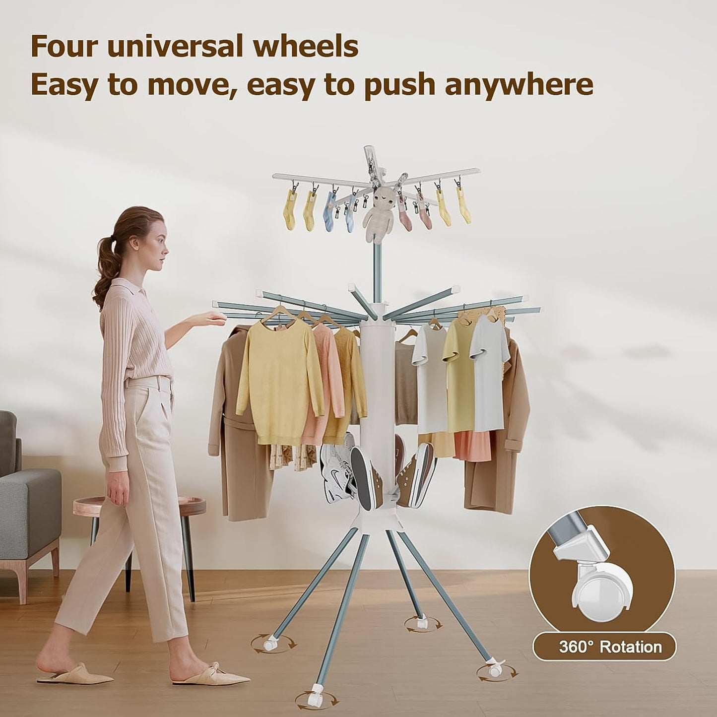 Space-Saving Clothes Drying Rack – Multi-Layer Design