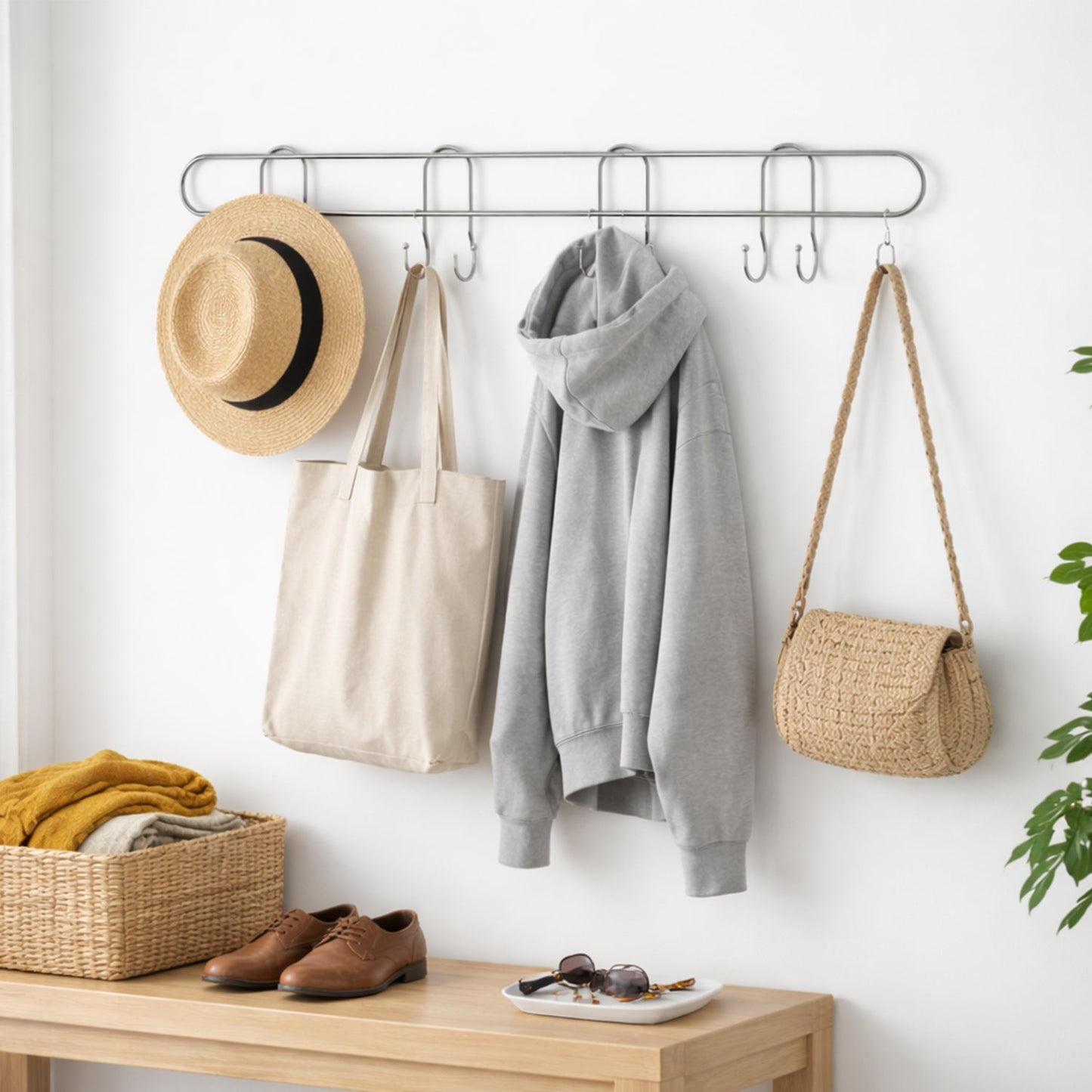 Heavy-Duty Wall Mounted Hook Rack – Durable Stainless Steel