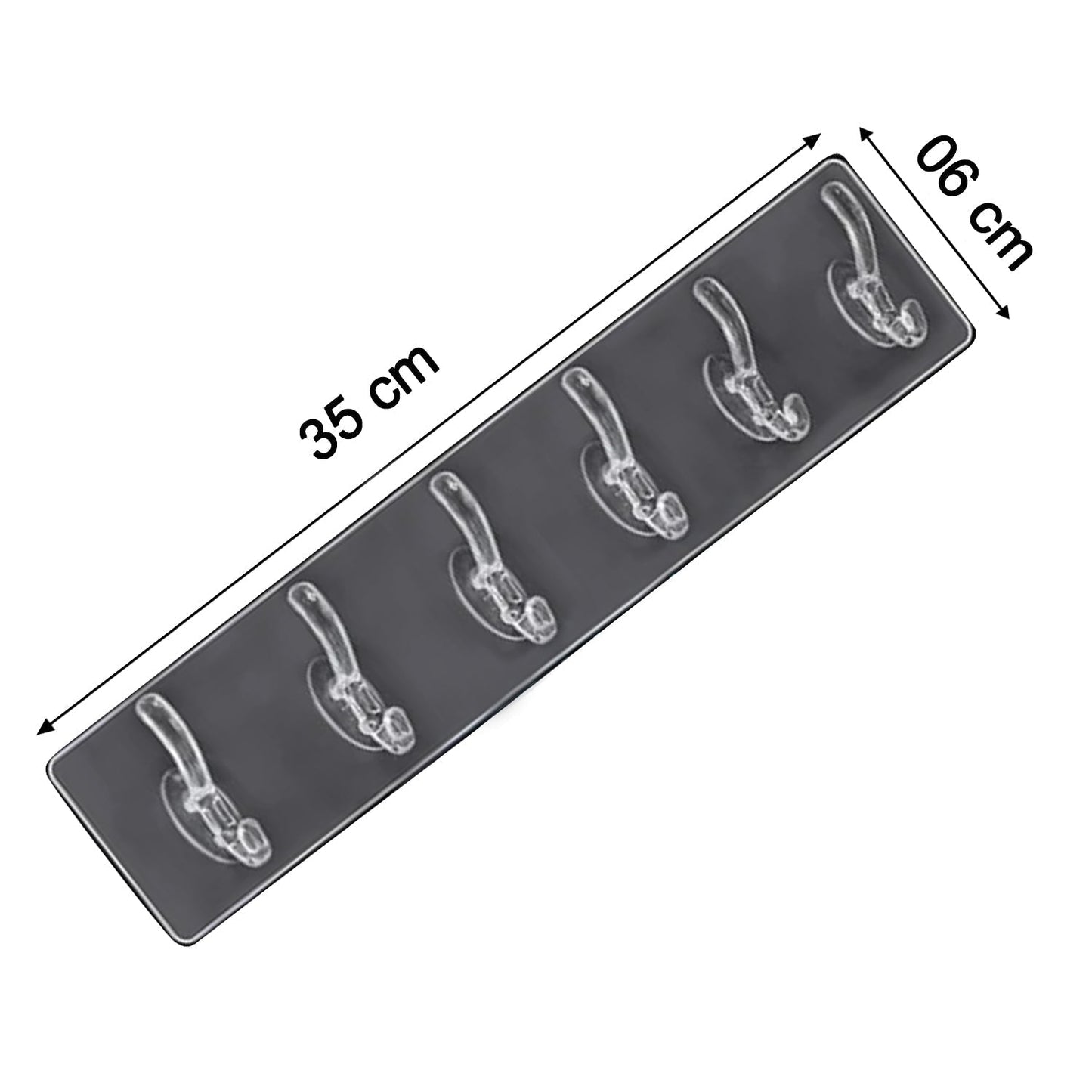 Heavy-Duty Wall Hook Rail – 6-Pin Transparent Golden