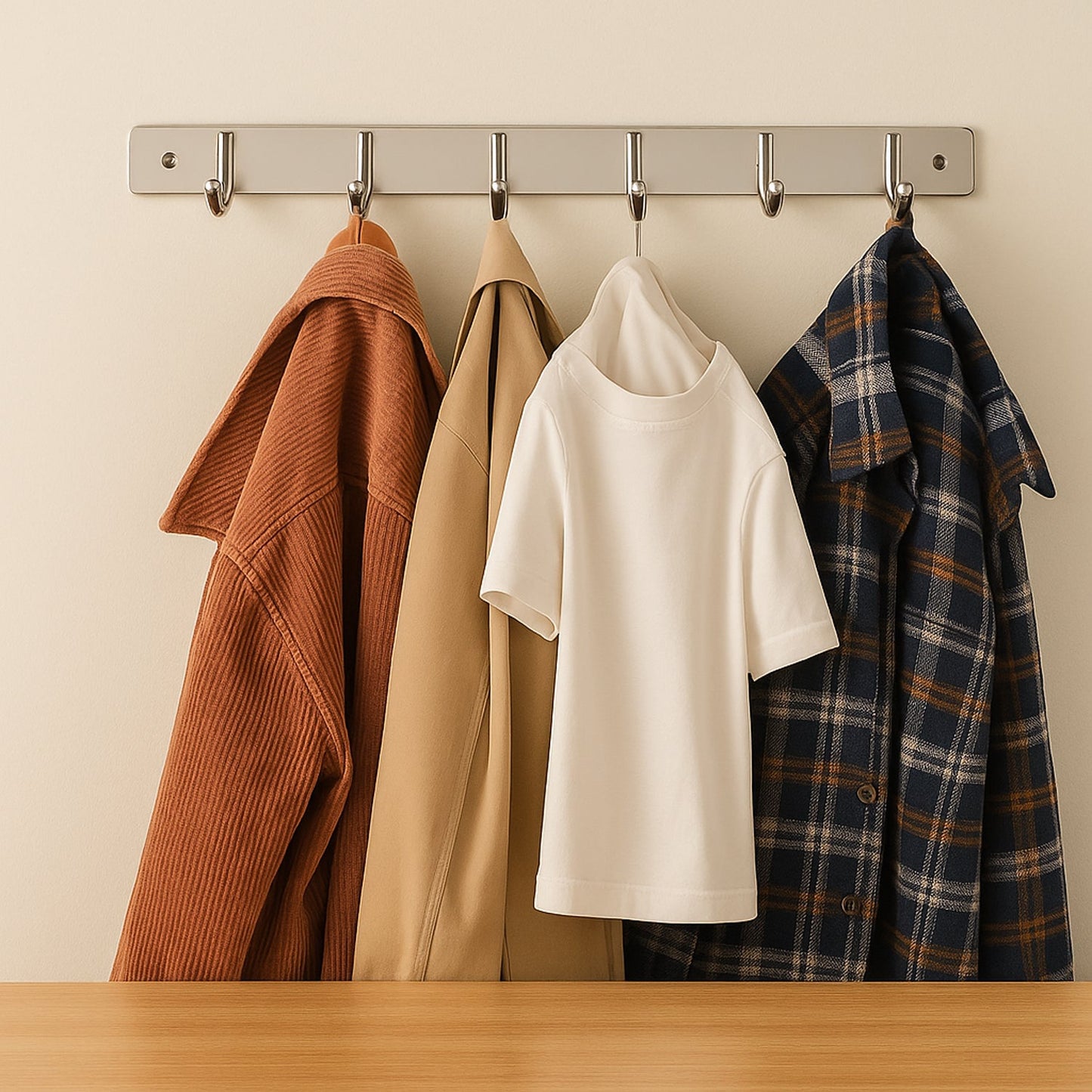 Rust-Resistant Stainless Steel Coat Rack 6-Hook – Durable