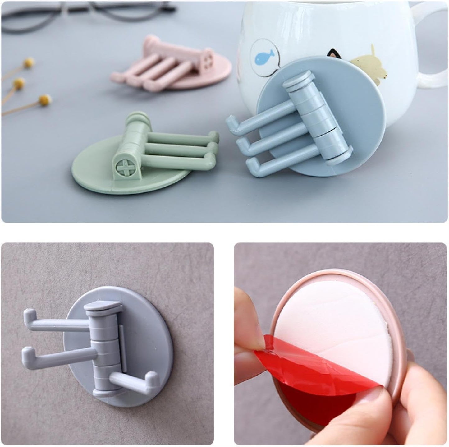 Clutter-Free Storage Punch-Free Sticky Hook – 3-Hook