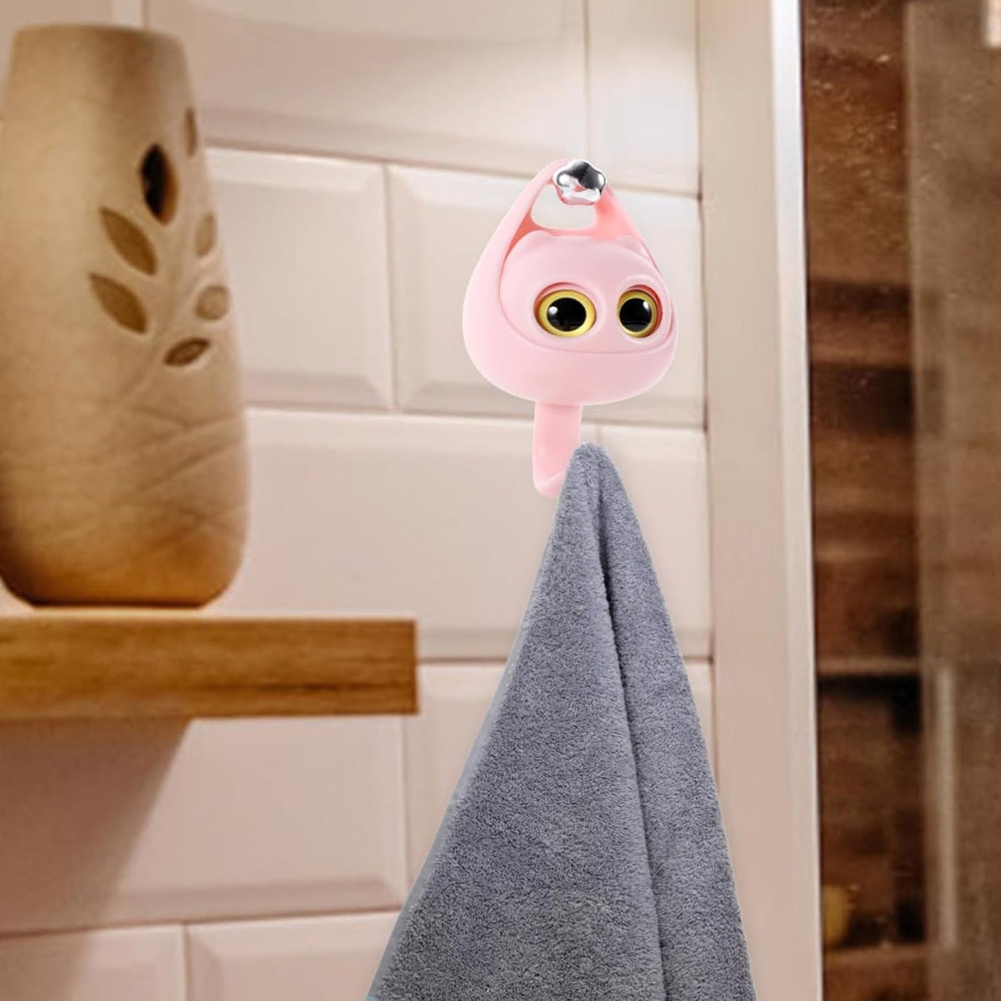 Adhesive Coat Hook – Cute Wink Cat Design, No Drill