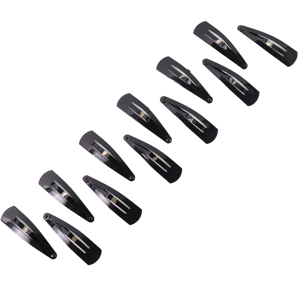 Metal Tik Tak Hair Clips – 12 Pc Matt Black Set