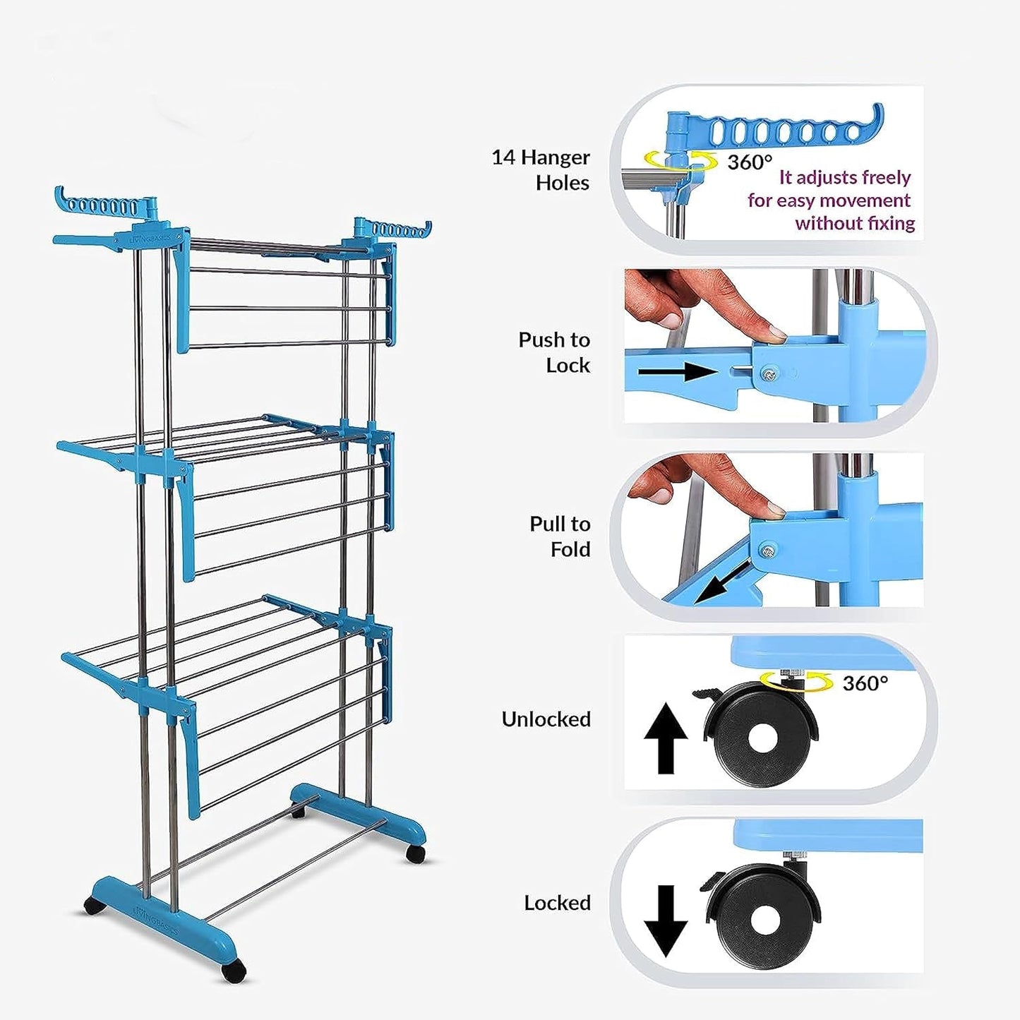 Space-Saving Cloth Drying Stand – Layer Steel
