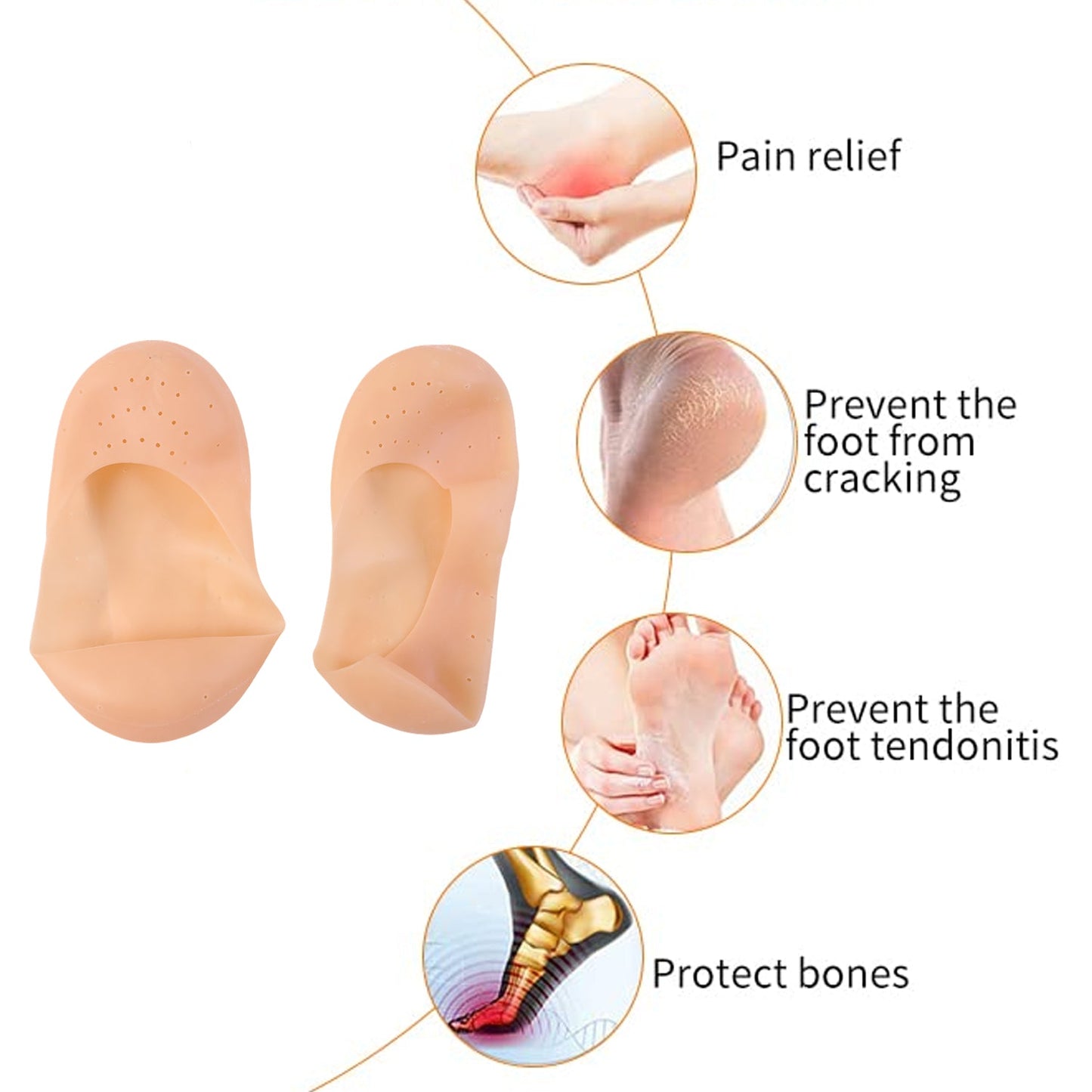 Silicone Heel Protector Socks – Soft Gel Relief for Cracked Heels
