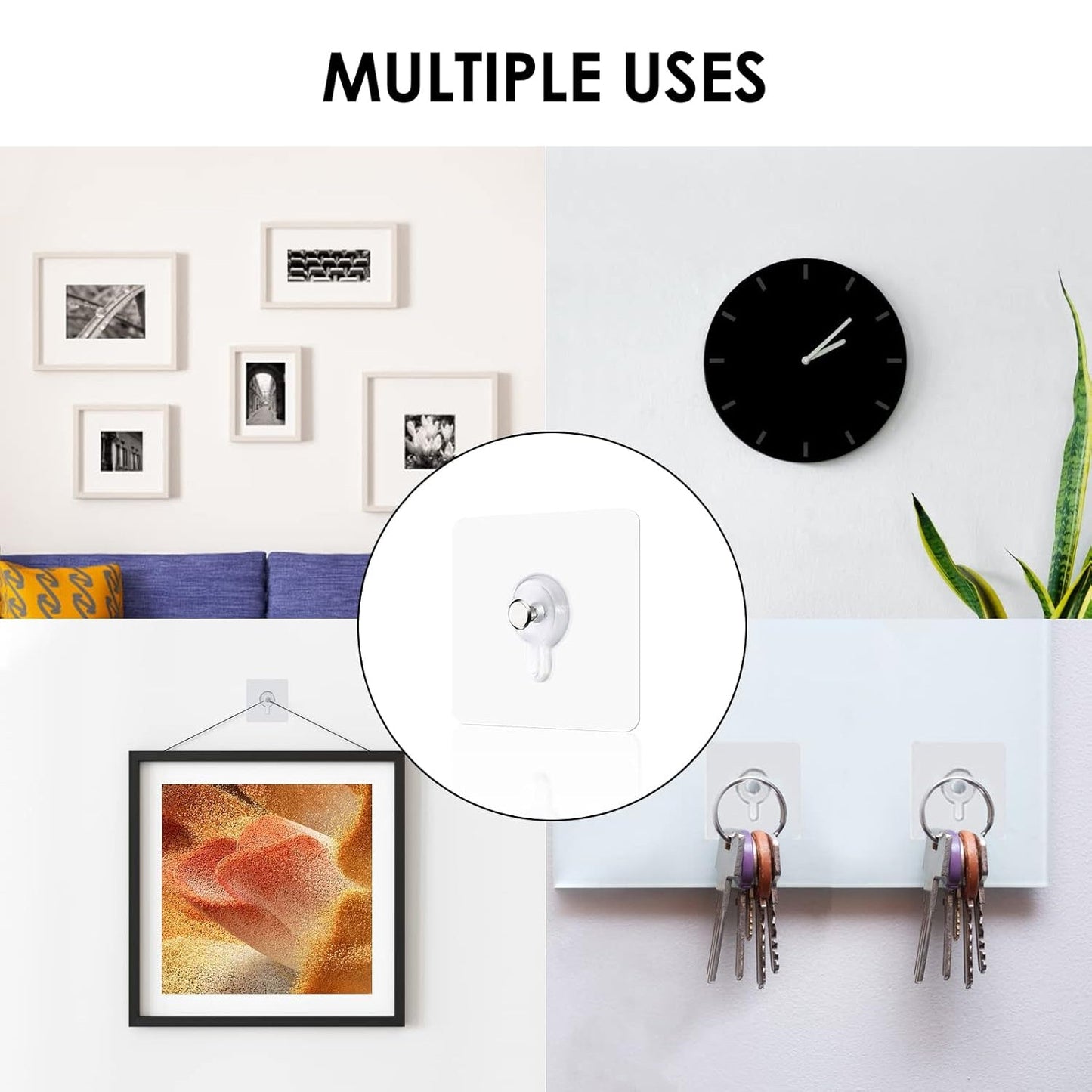 Adhesive Photo Frame Wall Hook – Strong, Damage-Free Hanging