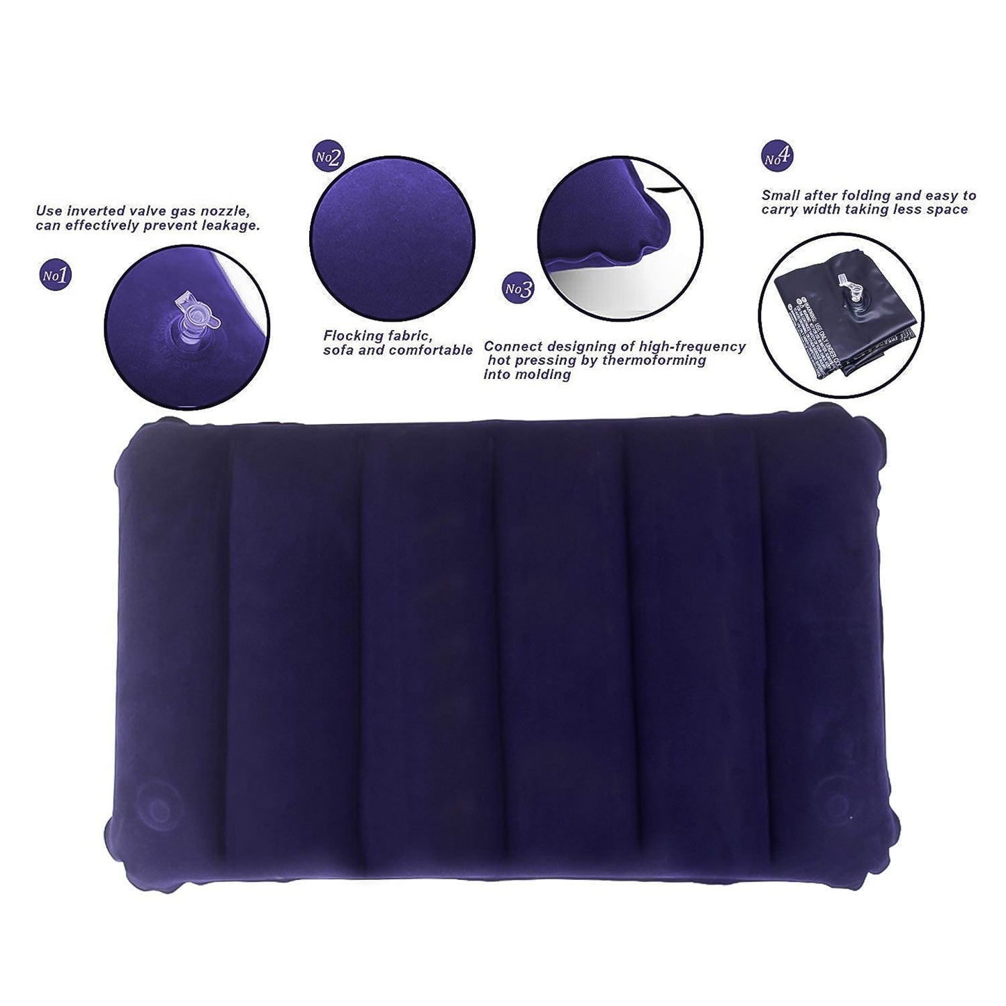 Inflatable Travel Pillow – Velvet Air Comfort (Blue) | PillowTrek