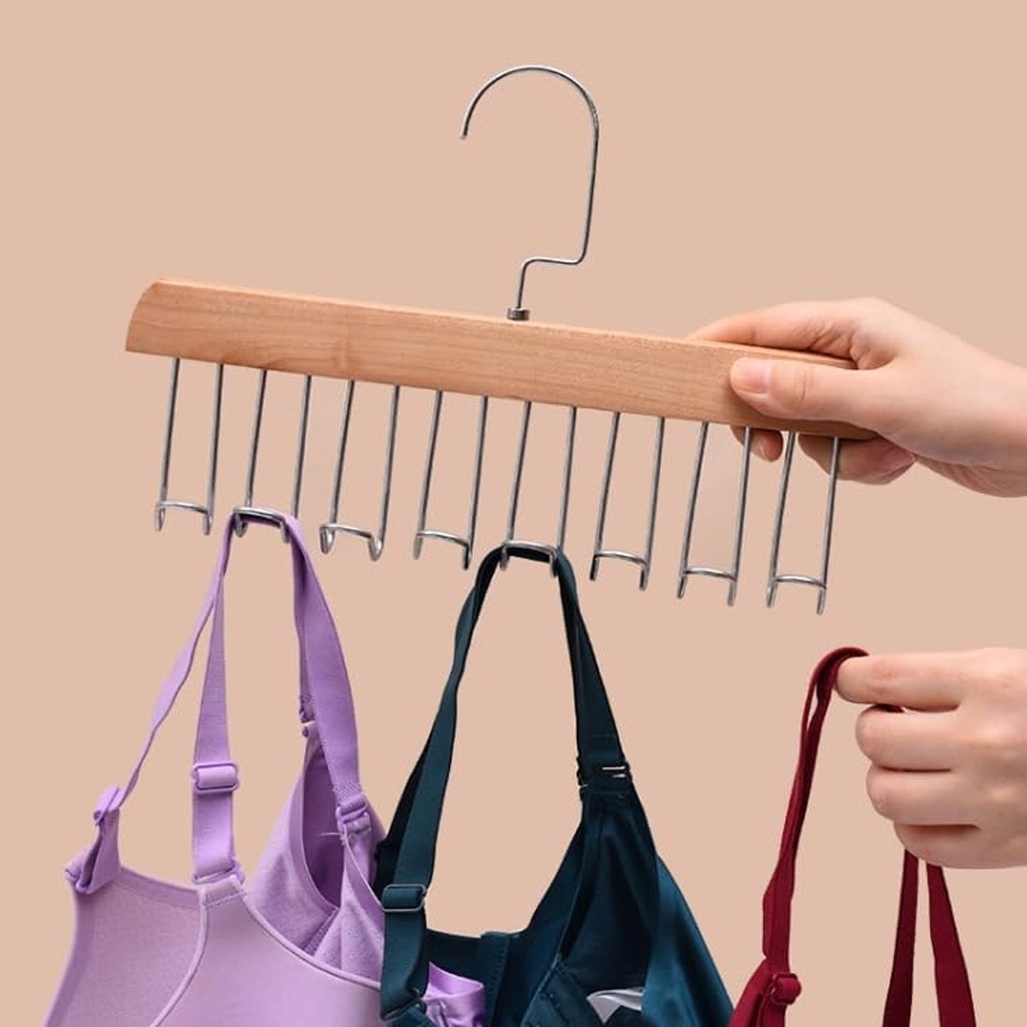 Space-Saving Hanger – 8-Hook Lotus Wood Closet Organizer