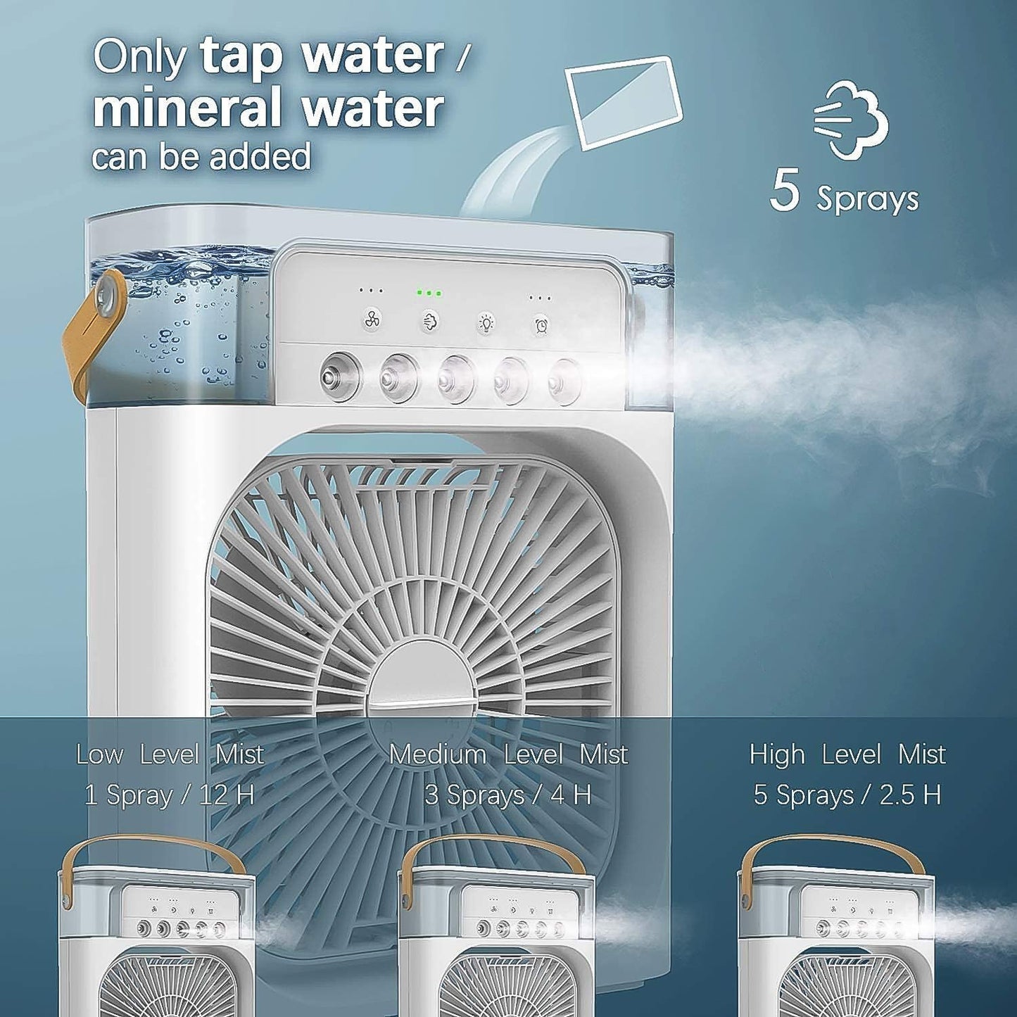 Portable Air Cooler Fan – Personal Cooling with 7-Color Light