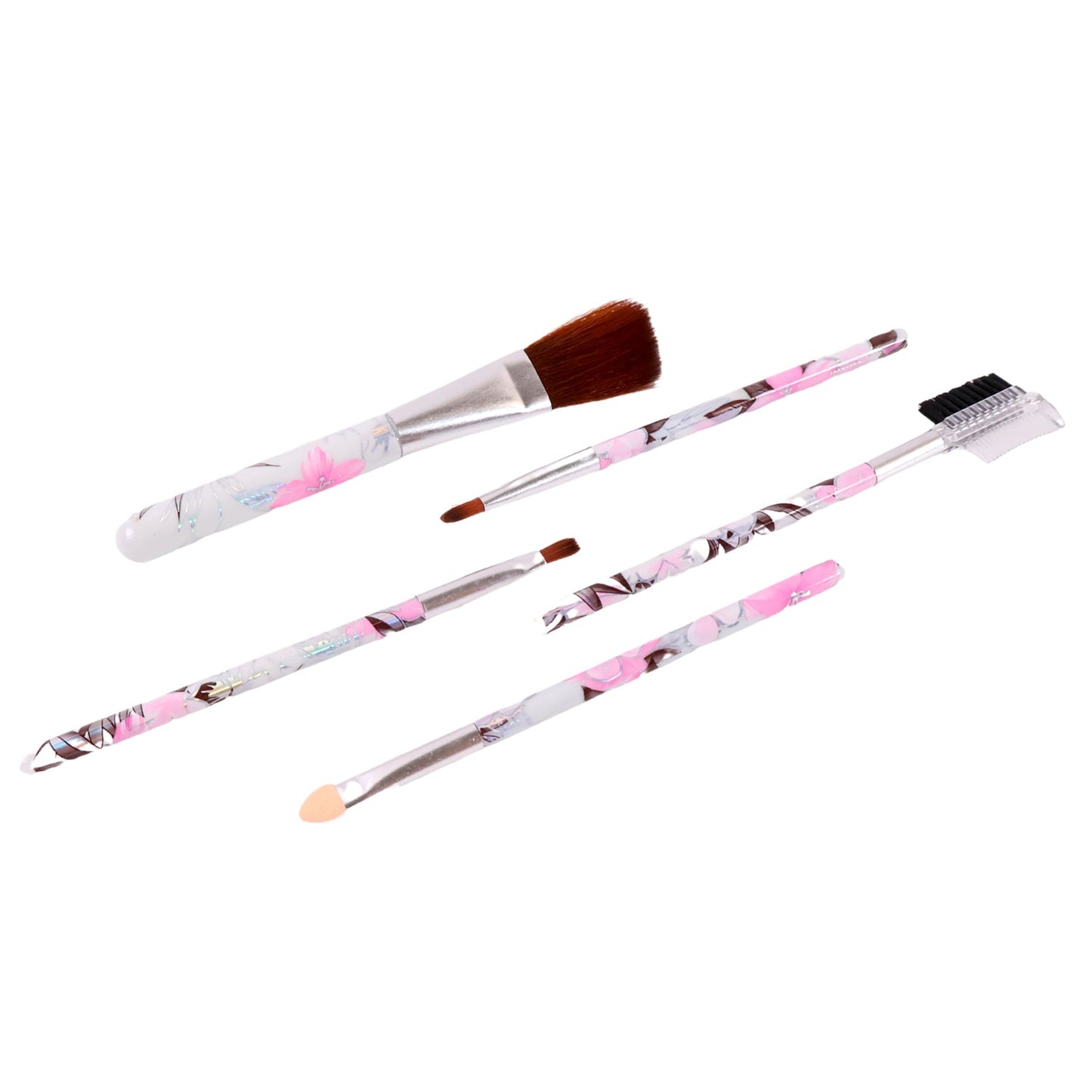 Makeup Brush Set – 5-Piece Floral Face, Eyes & Lips Kit
