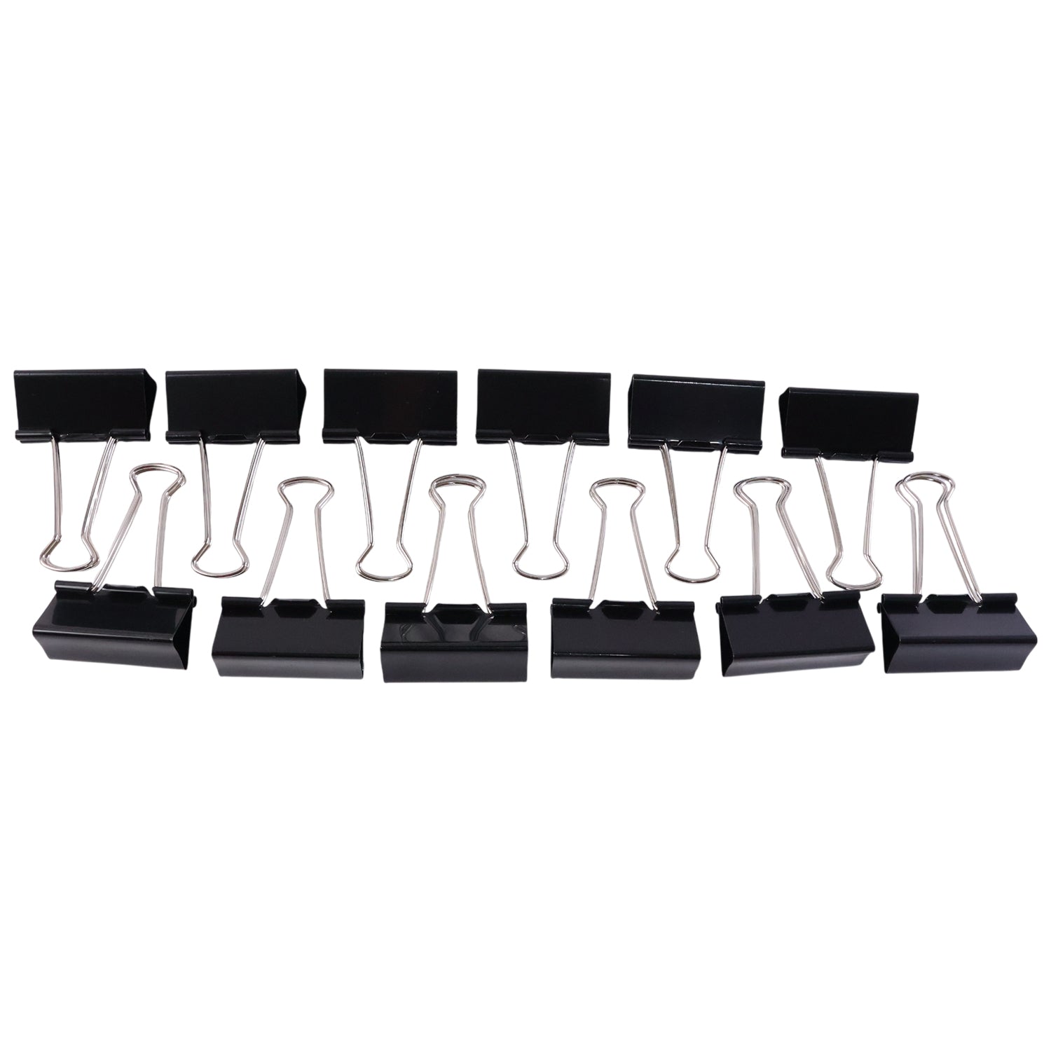 12 piece set of large 51 mm black binder clips for office use