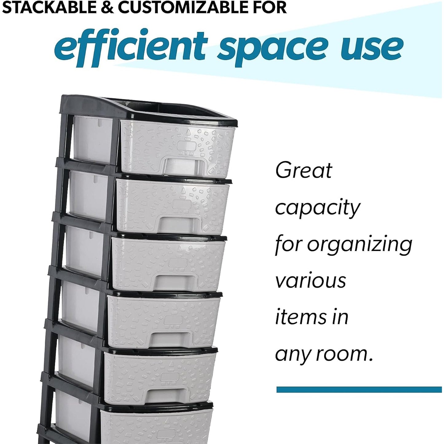 Stay Organized Plastic Drawer Organizer – 6-Layer Stone