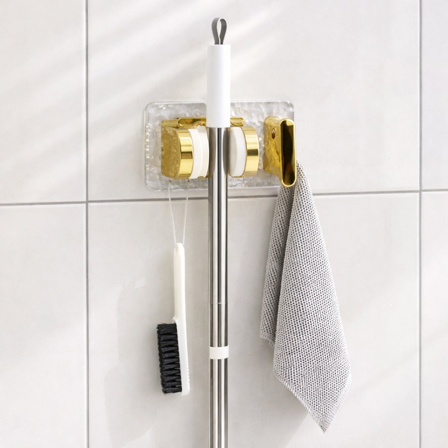 Clutter-Free Storage Broom & Mop Holder – Strong Grip Wall