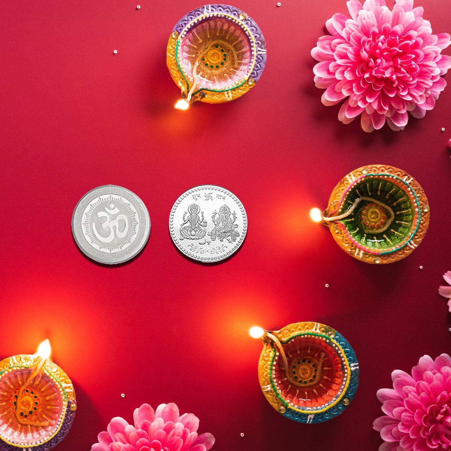 Goddess Lakshmi Pooja Coin in transparent tamperproof packaging symbolizing wealth
