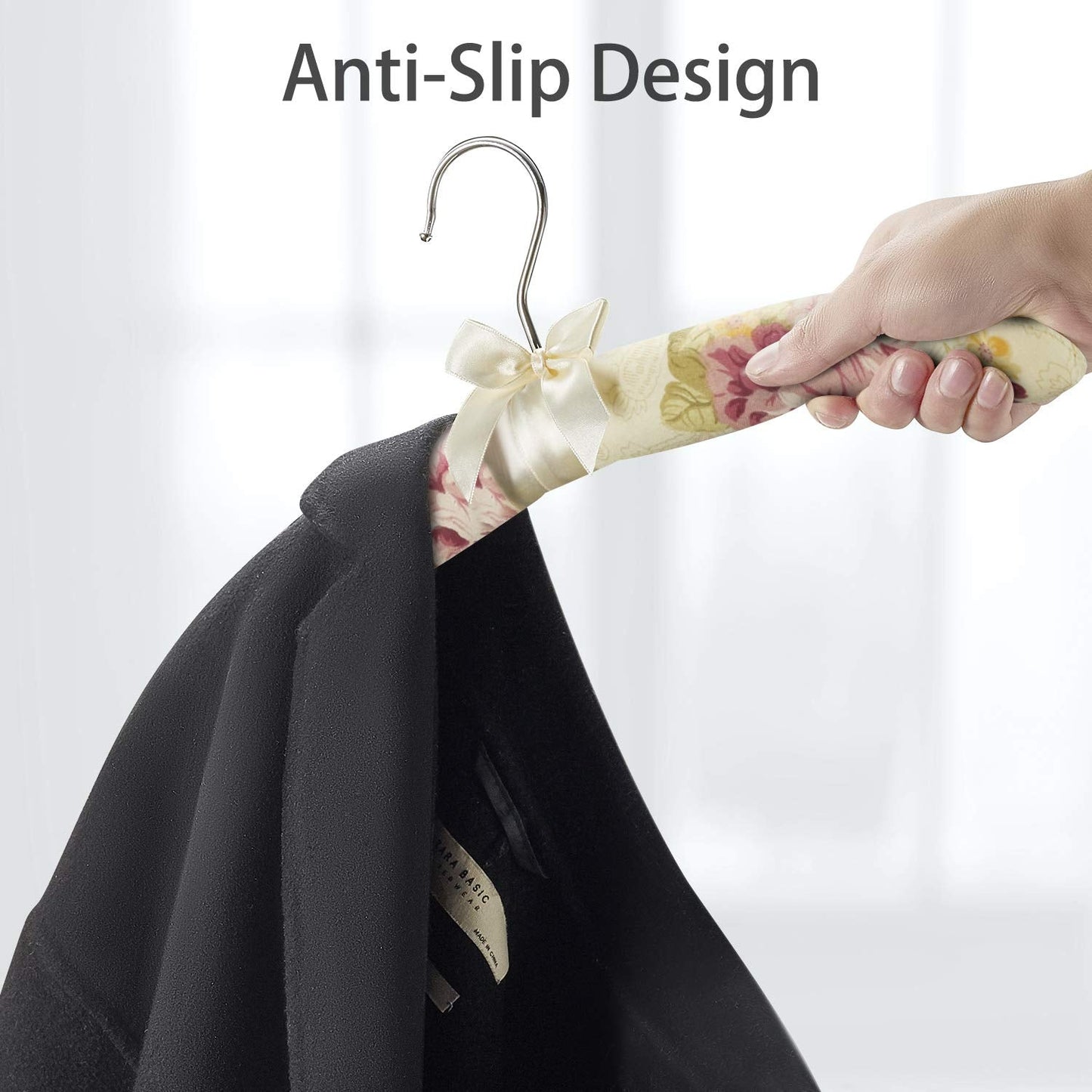 Ergonomic Padded Floral Clothes Hanger – Satin-Cushioned