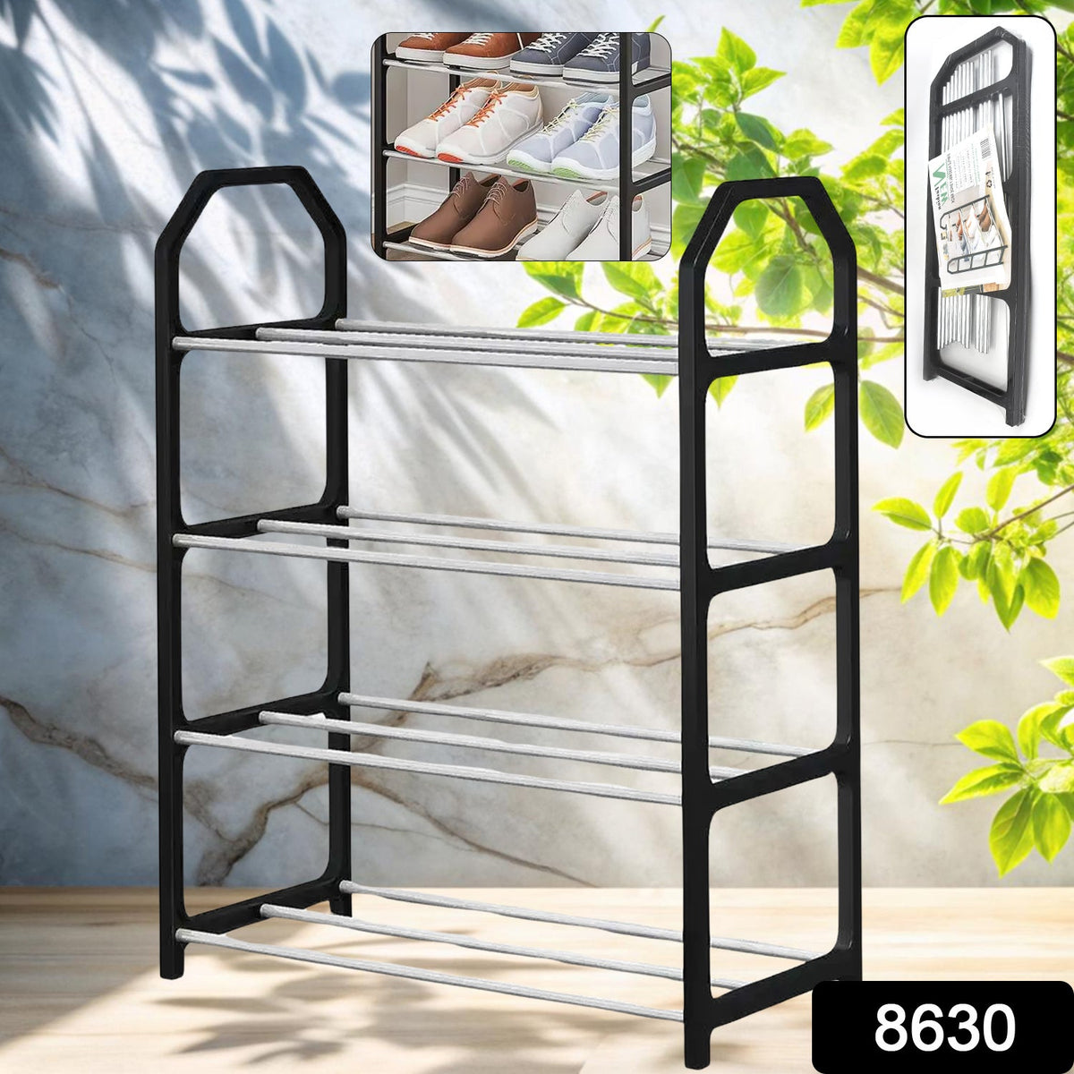 Space-Saving Folding Shoe Rack – 4-Layer Organizer | - main product view