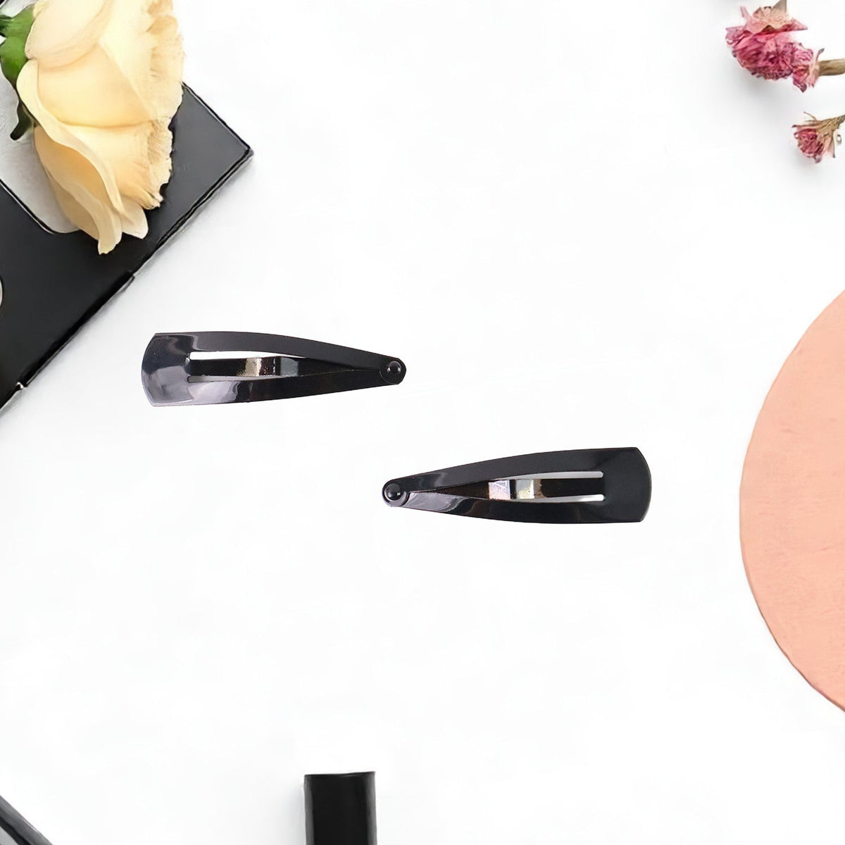 Metal Tik Tak Hair Clips – 12 Pc Matt Black Set