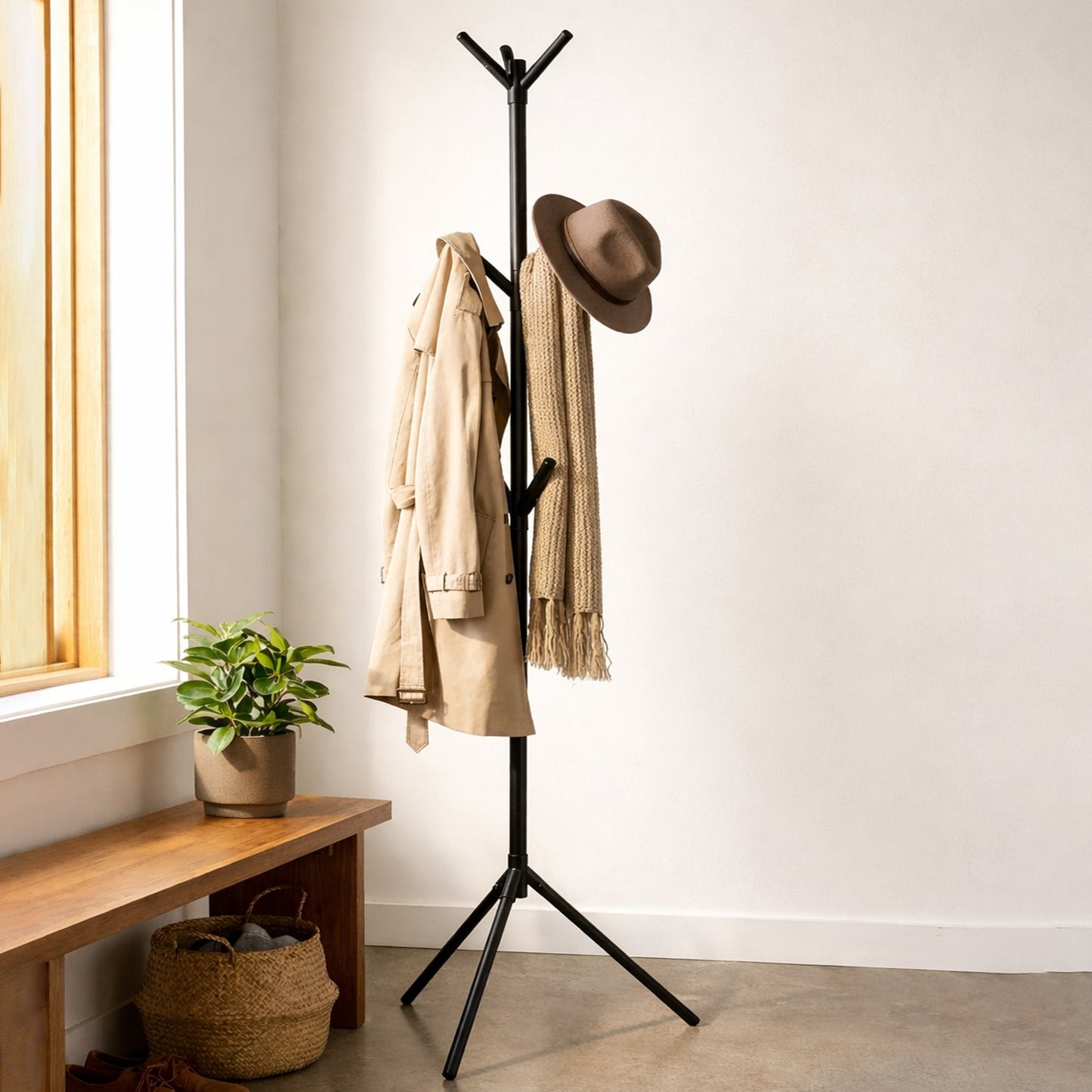 Heavy-Duty Metal Coat Rack Stand – Multi-Hook Organizer