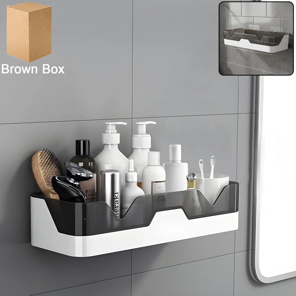 Stay Organized Adhesive Plastic Storage Shelf – Wall Mounted