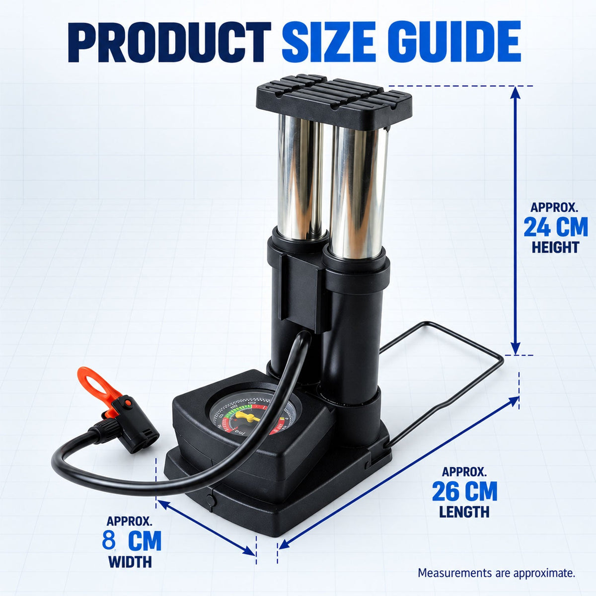 Mini Bike Pump – Portable Foot Operated with Gauge - view 6