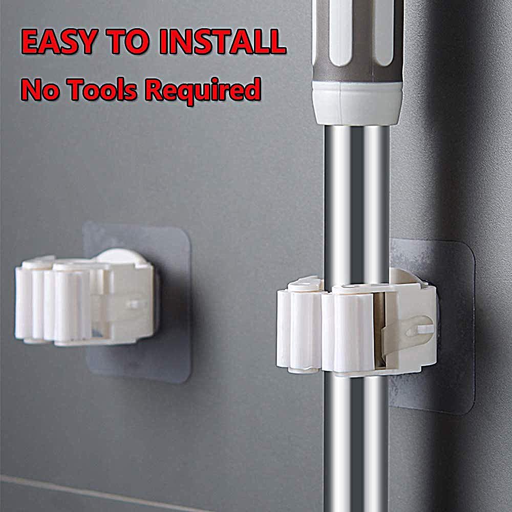 Clutter-Free Storage Self-Adhesive Mop Holder – Wall Mount