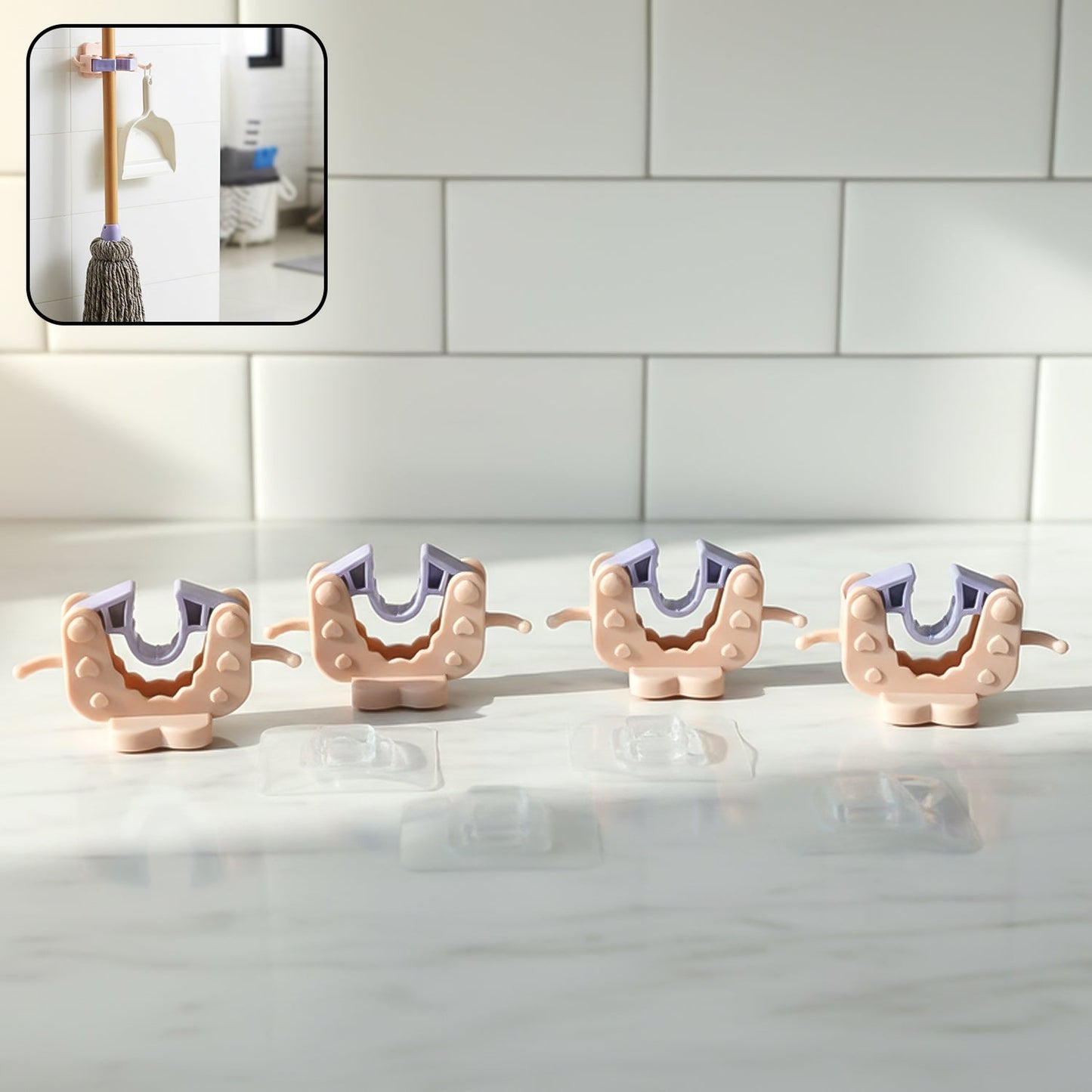 Stay Organized Broom & Mop Holder Clips – Strong Adhesive