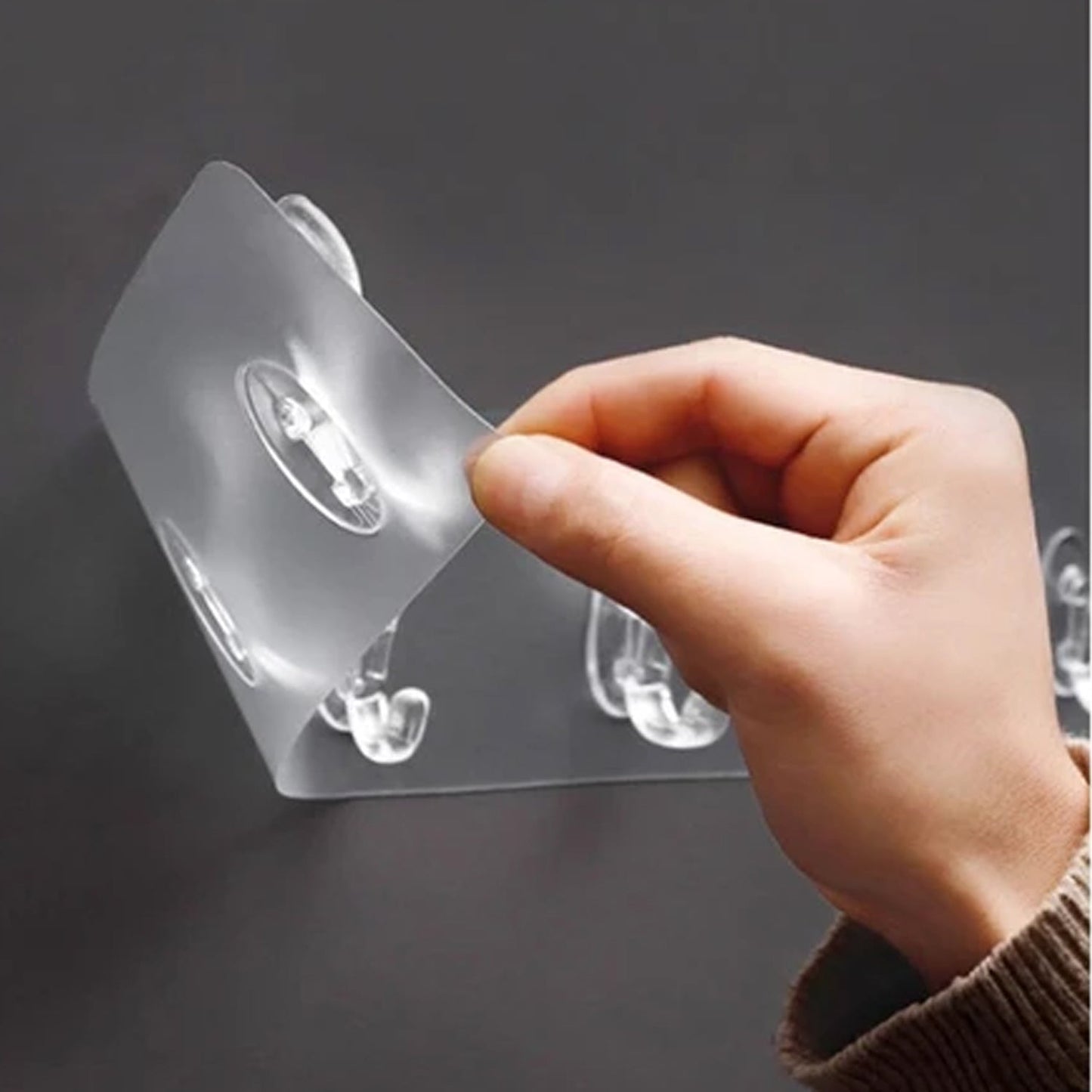Heavy-Duty Wall Hook Rail – 6-Pin Transparent Golden