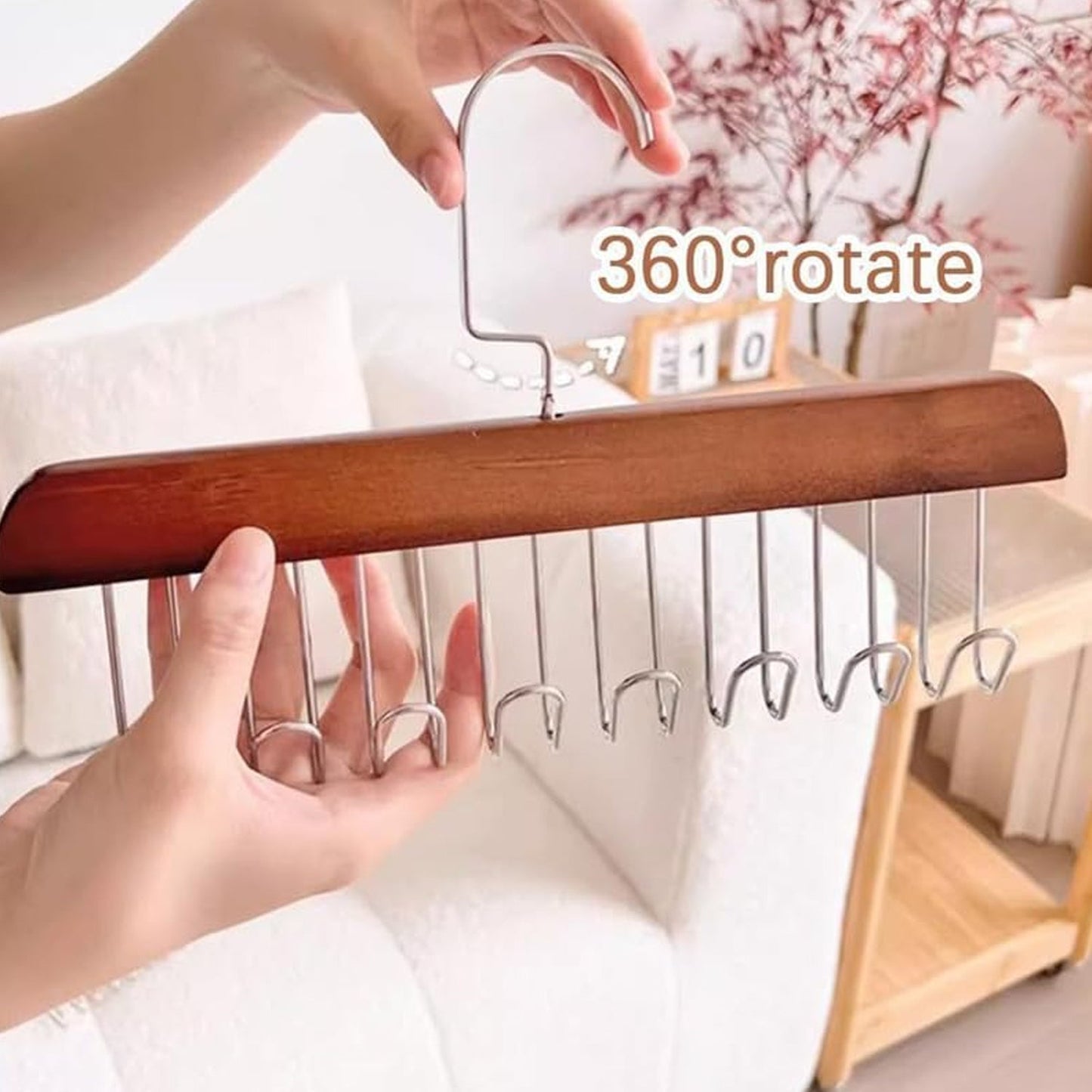 Space-Saving Hanger – 8-Hook Lotus Wood Closet Organizer
