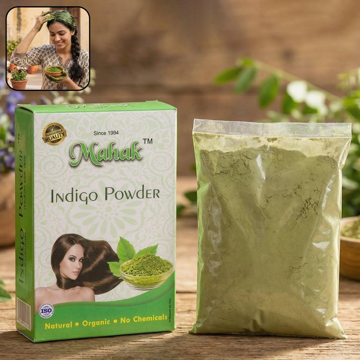 Natural Indigo Powder – Pure Herbal Hair Coloring & Care 80 gm