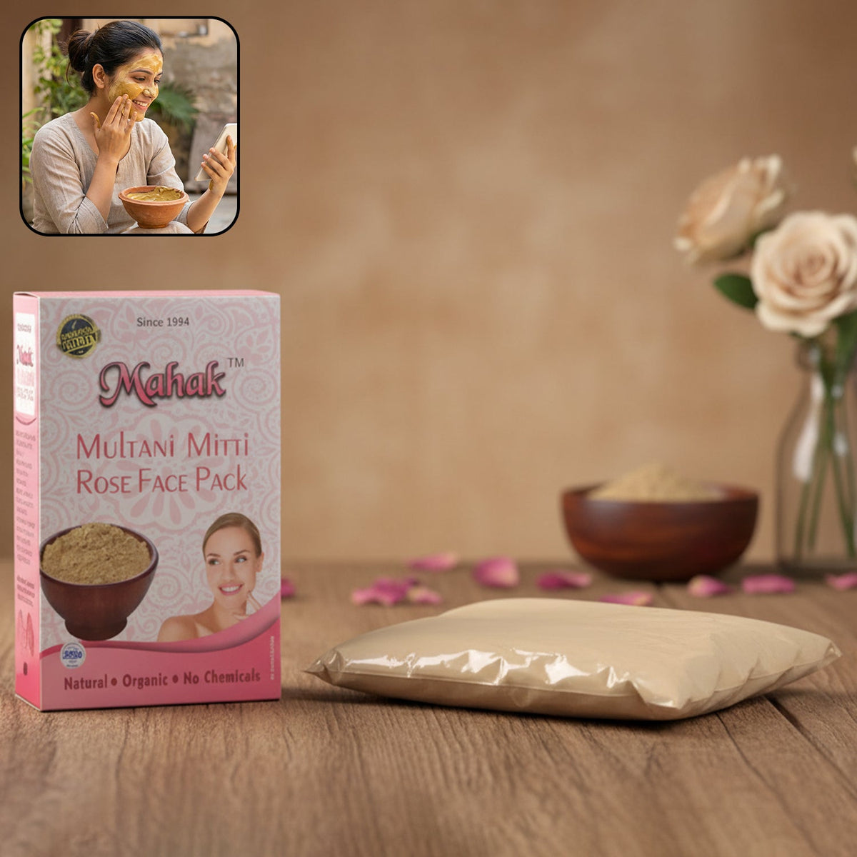 Multani Mitti Rose Face Pack – Herbal Deep Cleansing 80gm