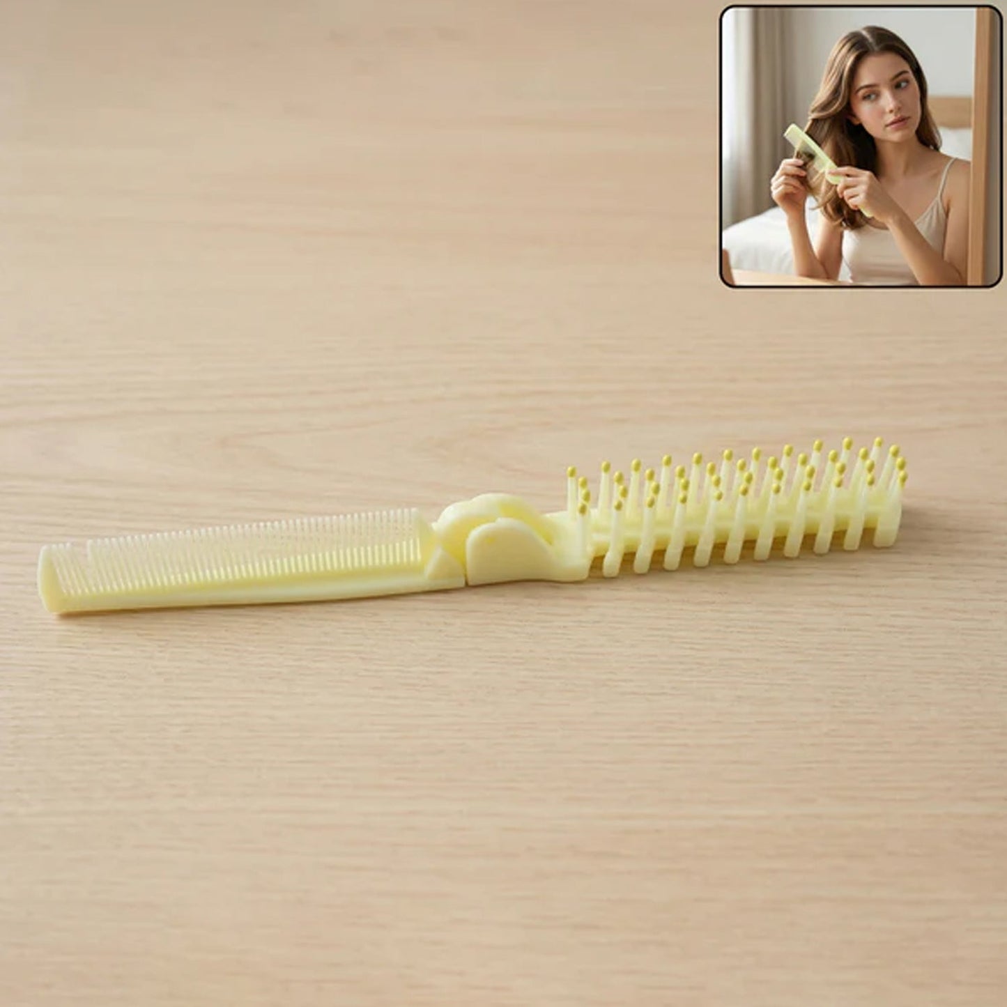 Foldable 2-in-1 Hair Comb & Brush – Compact & Travel-Friendly Design