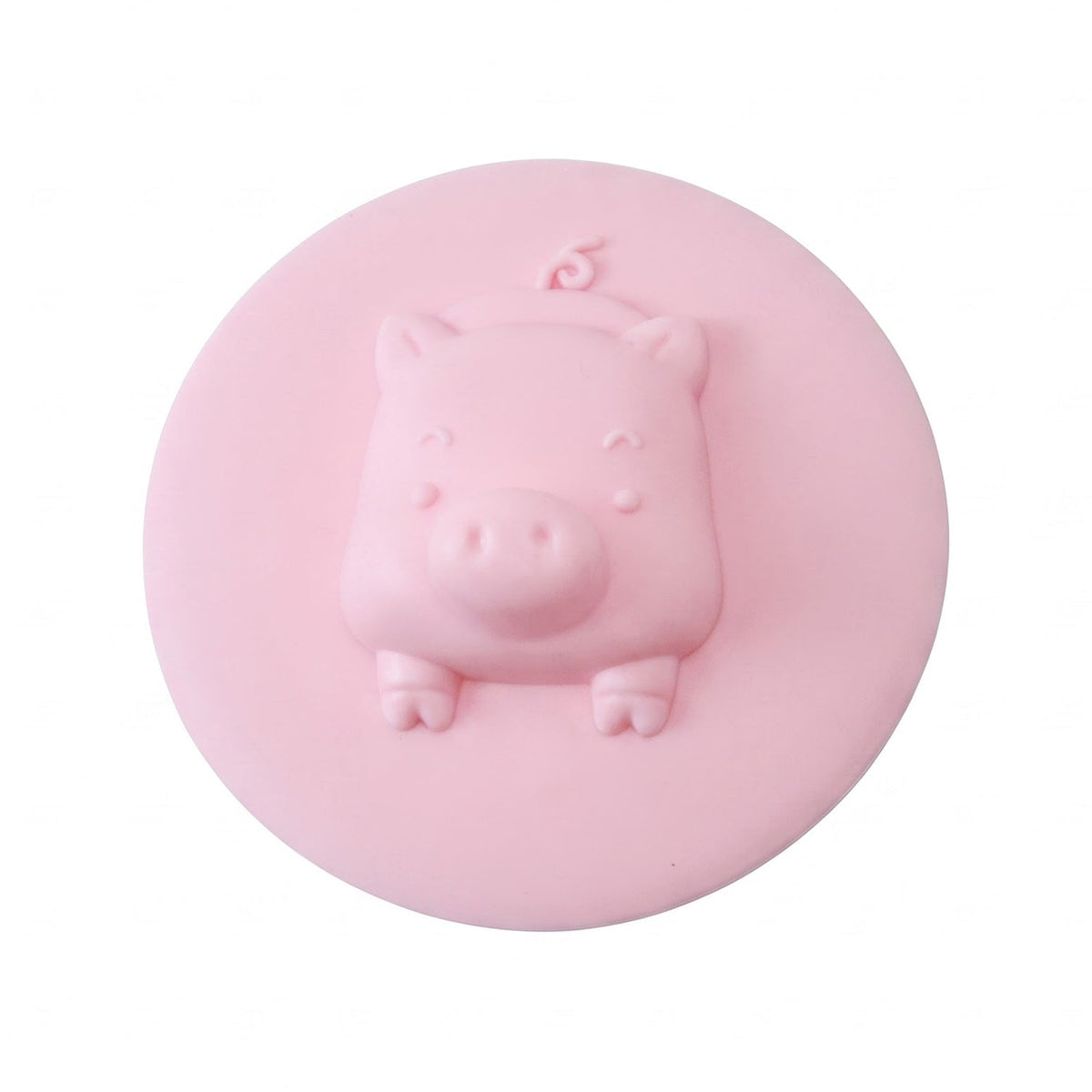 Silicone drain cover with pig design presented on a clean white background.
