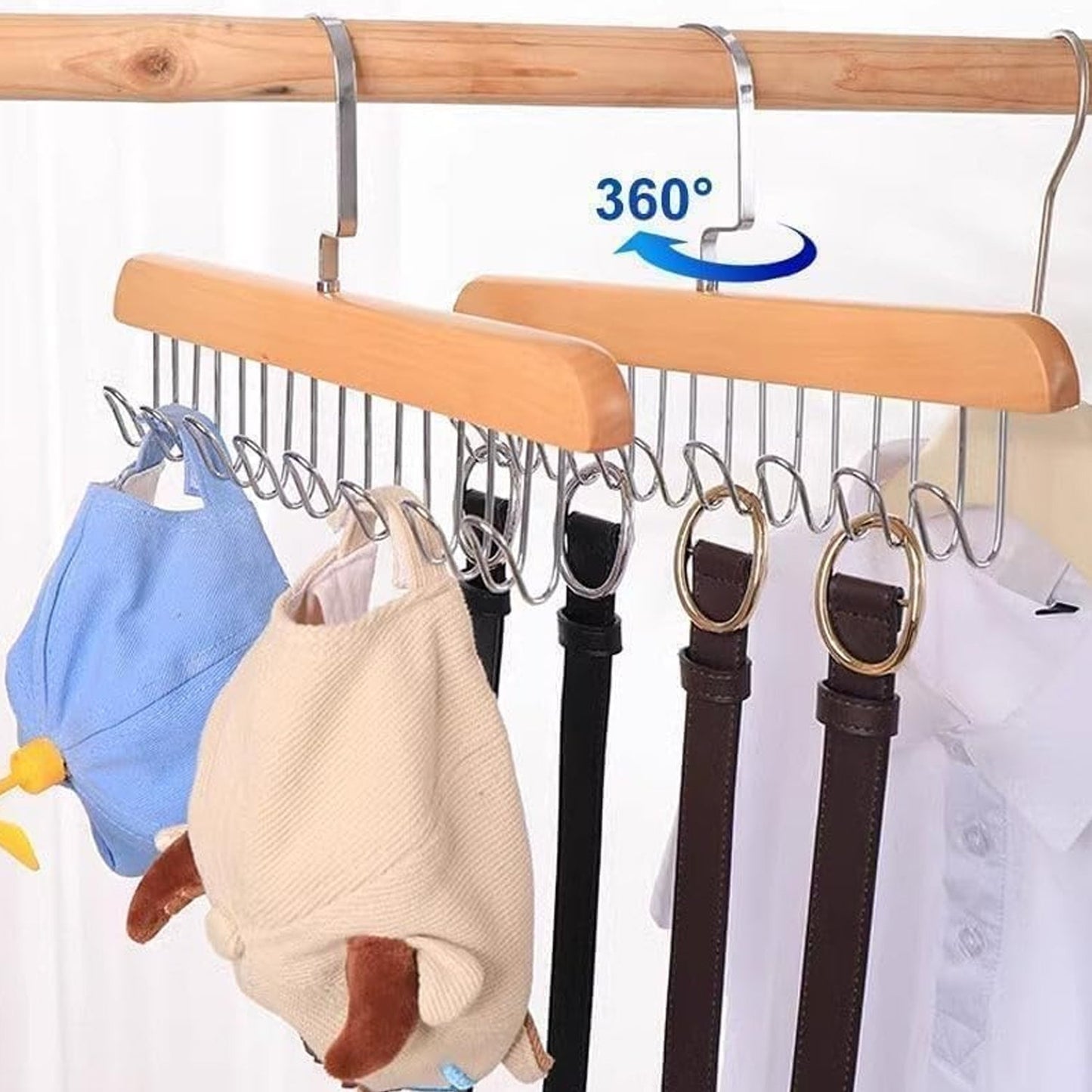 Space-Saving Hanger – 8-Hook Lotus Wood Closet Organizer
