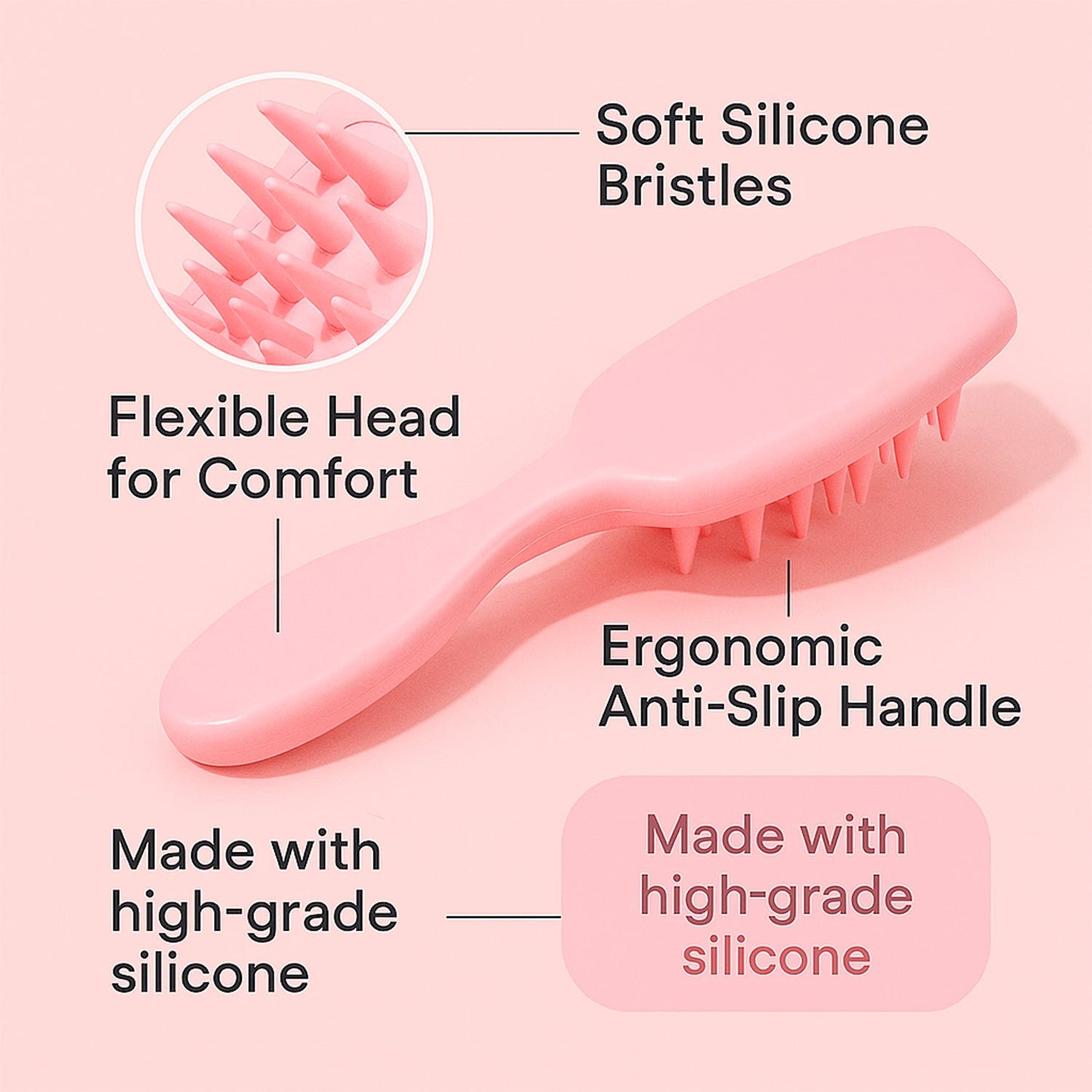 Silicone Scalp Massager – Soft Bristles for Deep Cleansing