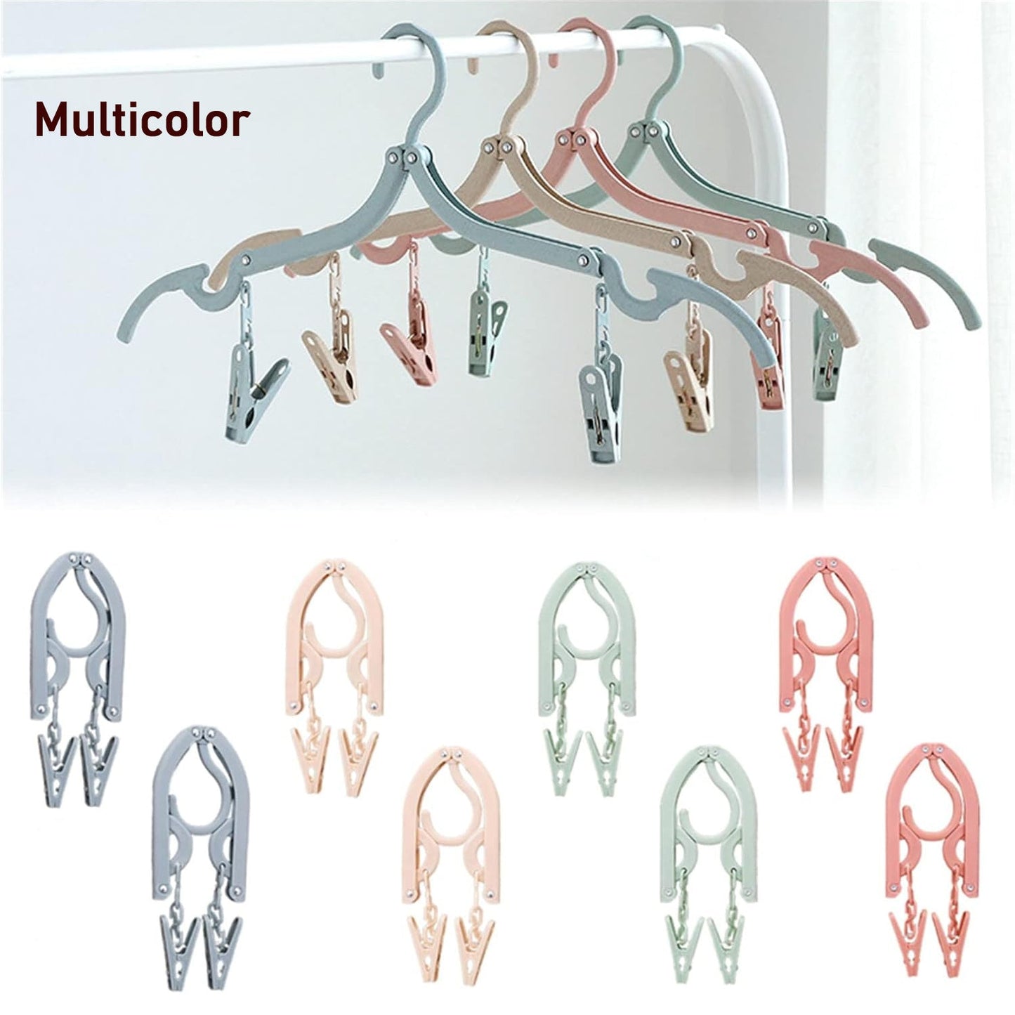 Adjustable Folding Clothes Hanger with Clips for Versatile