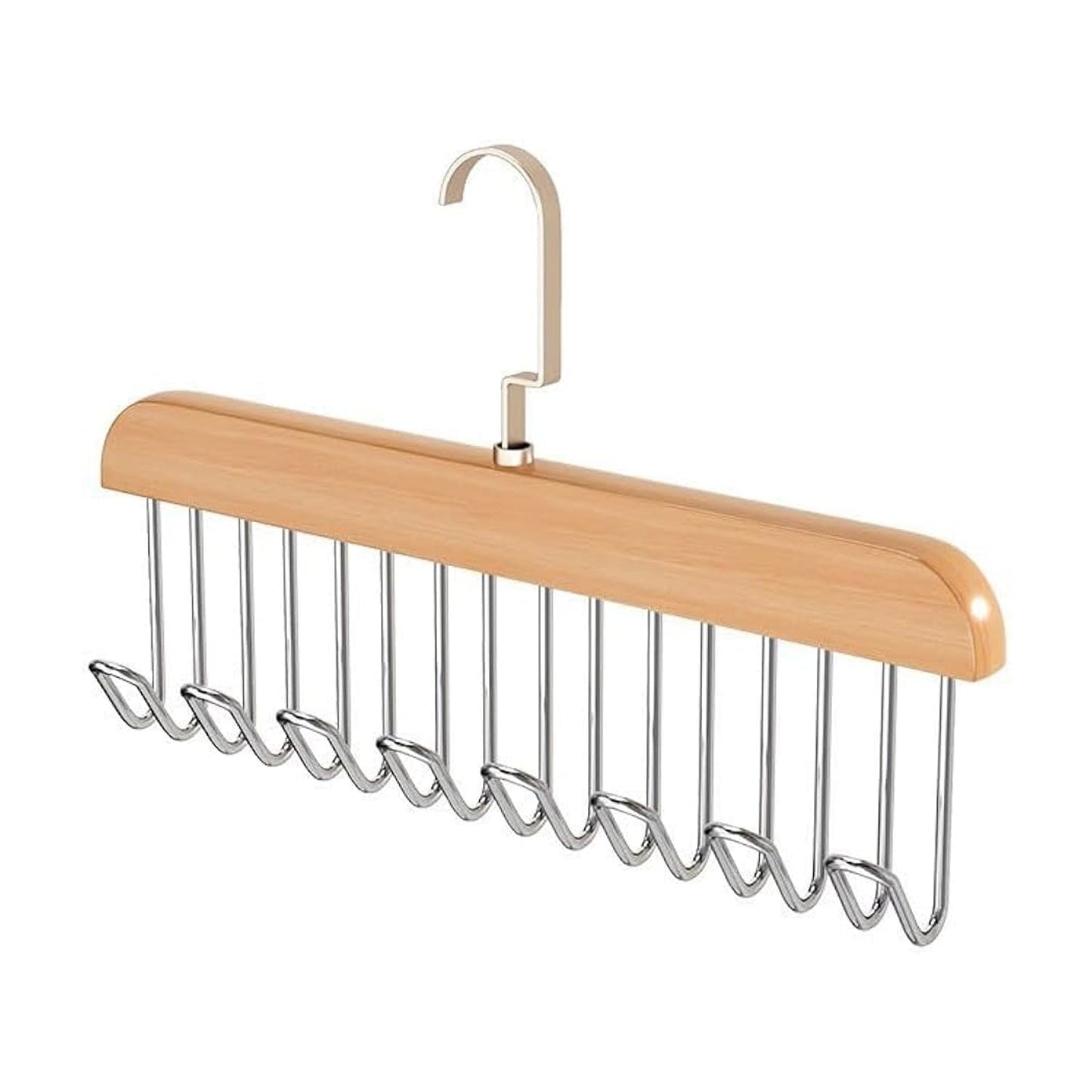 Space-Saving Hanger – 8-Hook Lotus Wood Closet Organizer