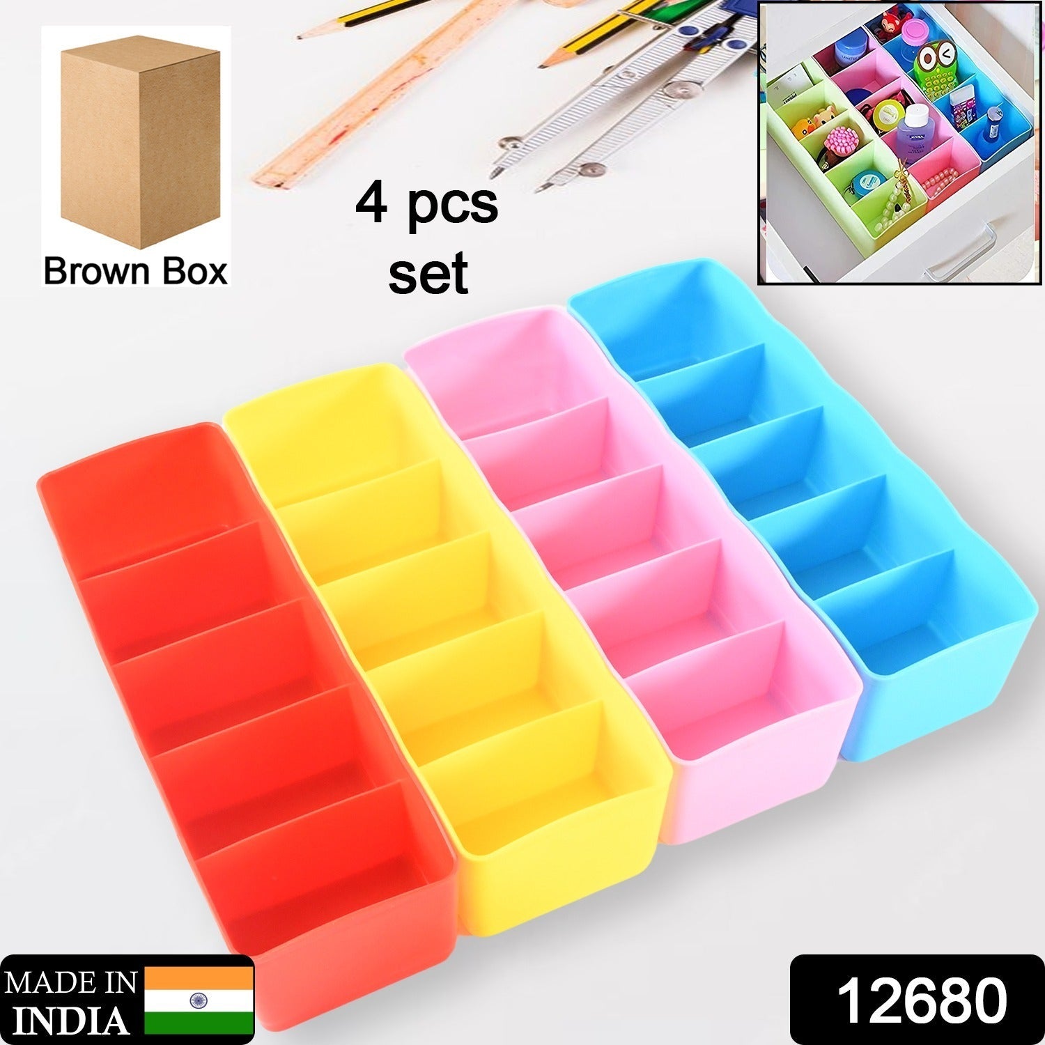 Stay Organized Drawer Organizer Box Set – Grid (4-Piece) - main product view