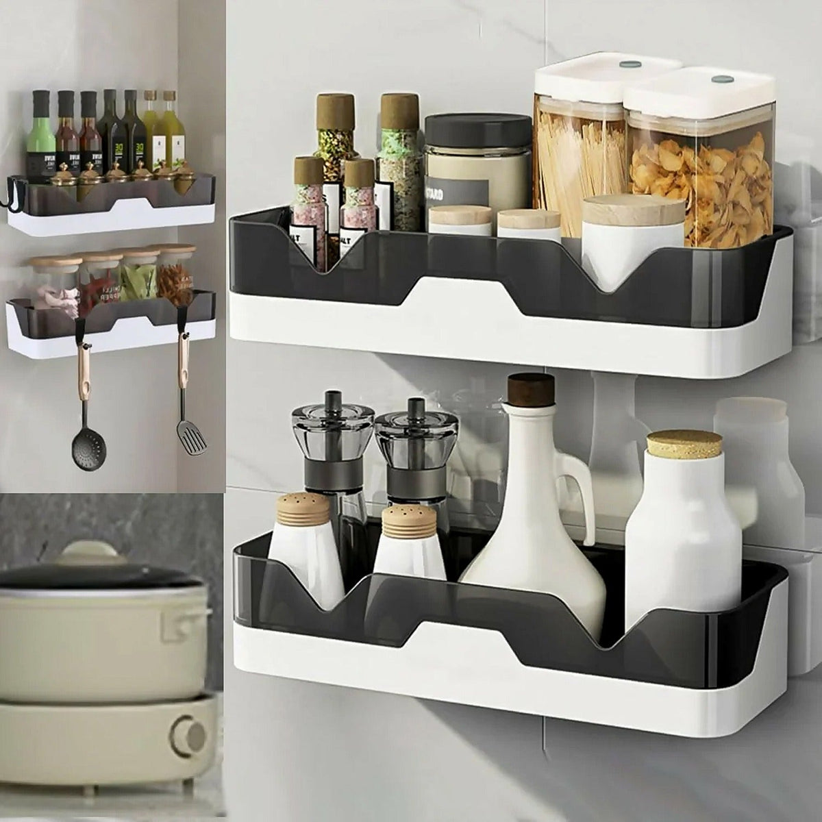 Stay Organized Adhesive Plastic Storage Shelf – Wall Mounted